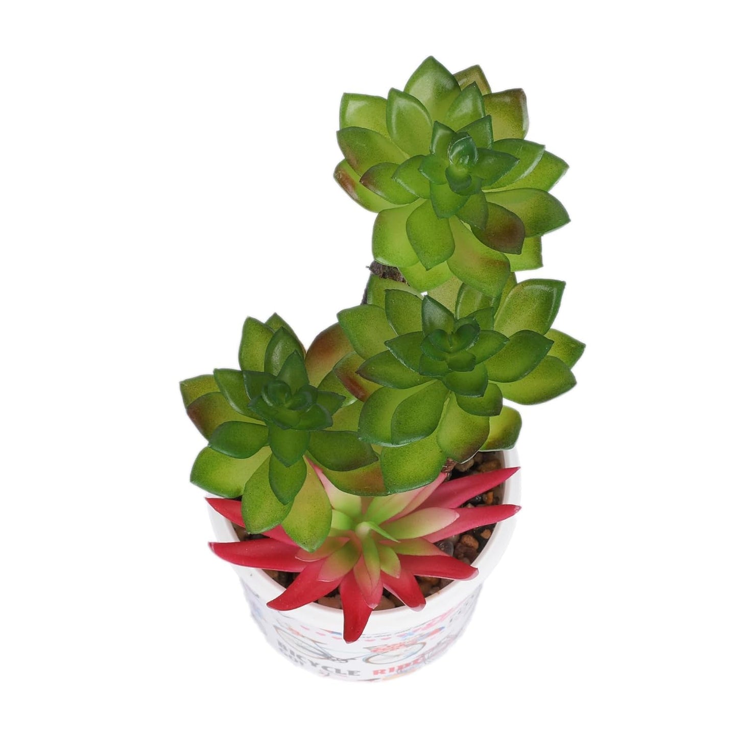 Kuber Industries Artificial Plants for Home D�cor|Natural Looking Indoor Fake Plants with Pot|Artificial Flowers for Decoration-Pack of 3 (Pink & Green)