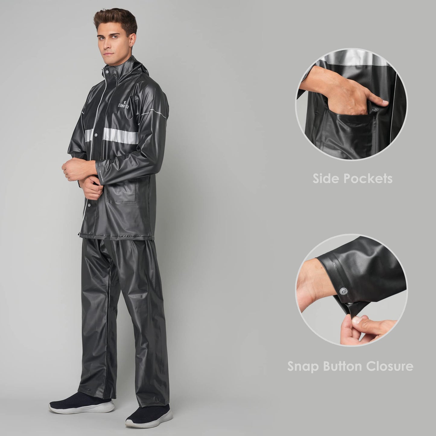Clownfish Azure Pro Black Raincoat - Weather-ready apparel