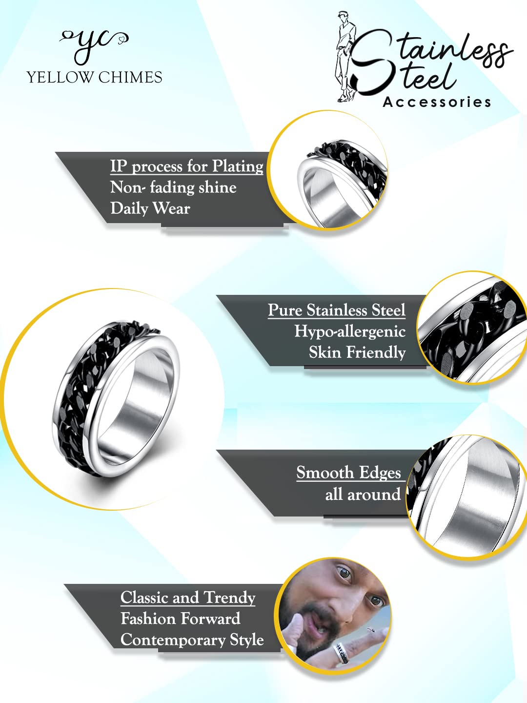 Yellow Chimes versatile ring for men - perfect for special occasions