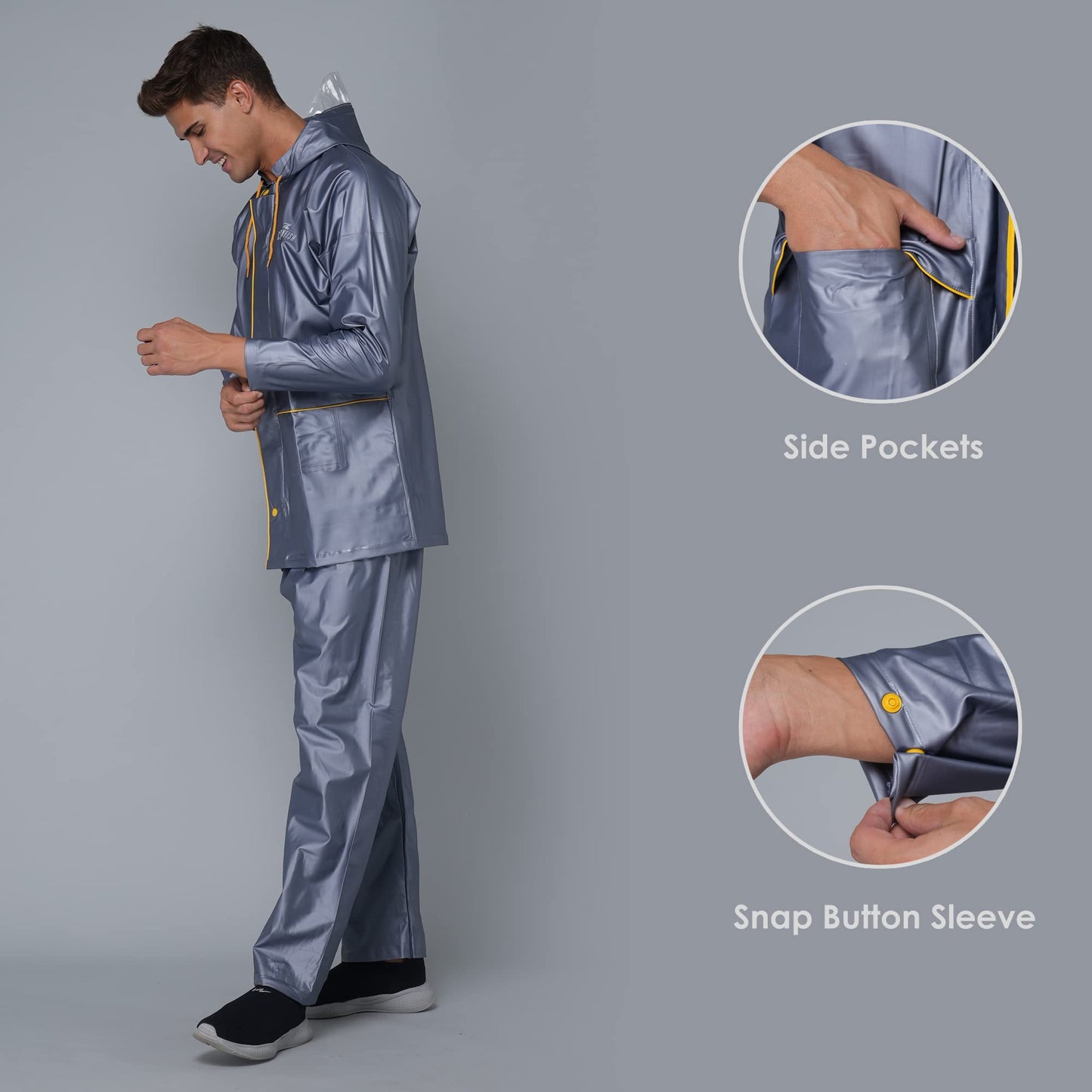 Clownfish men's waterproof raincoat - adjustable hood feature