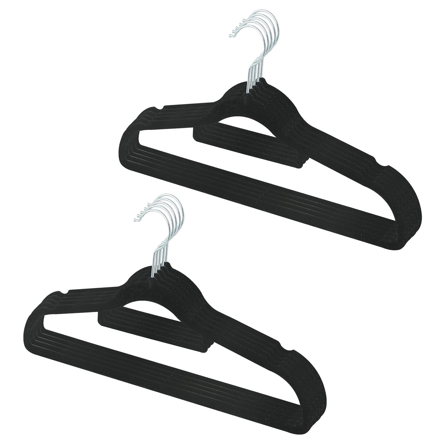 Kuber IndustriesVelvet Cloth Hanger Set of 10 with Chromed Plated Steel Hook (Black)