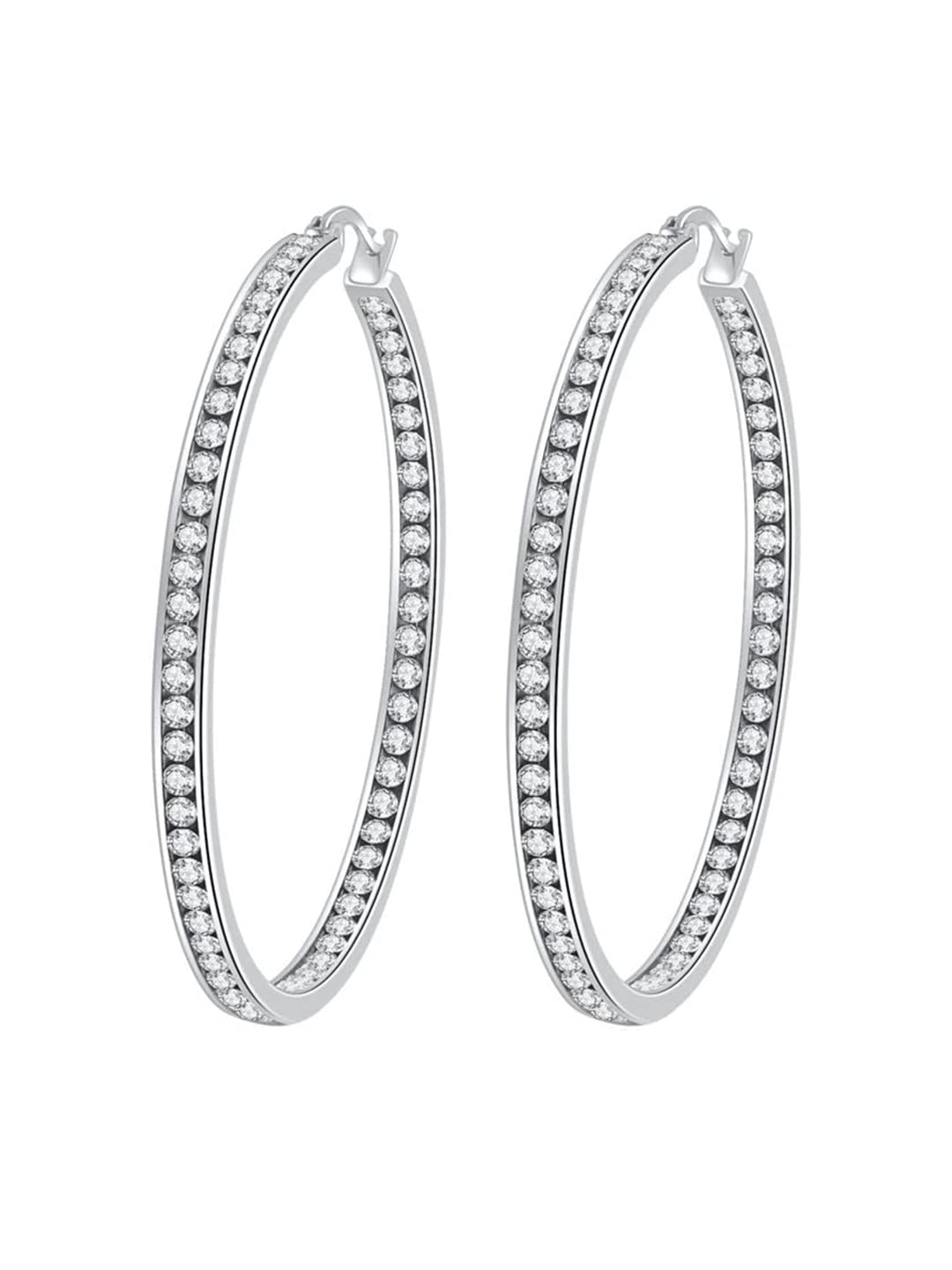 Yellow Chimes Silver Rhodium Plated Hoops - Stylish for casual outings
