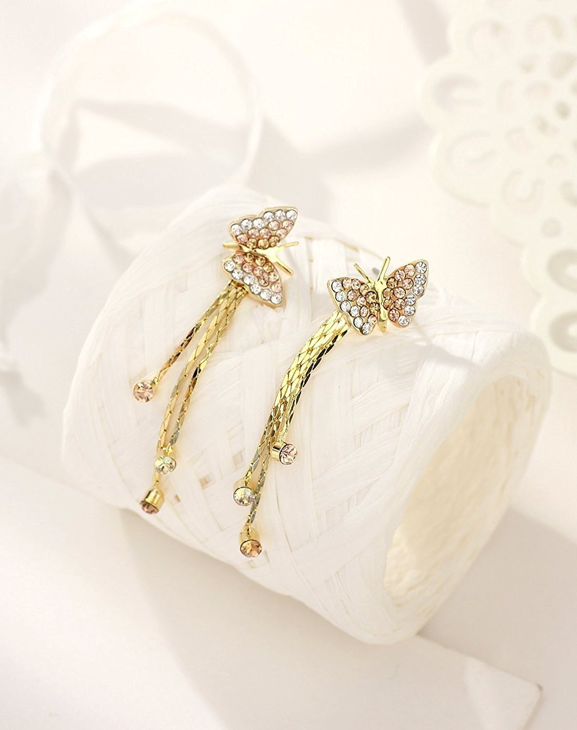 Yellow Chimes Butterfly Earrings - Elegant Gift for Her