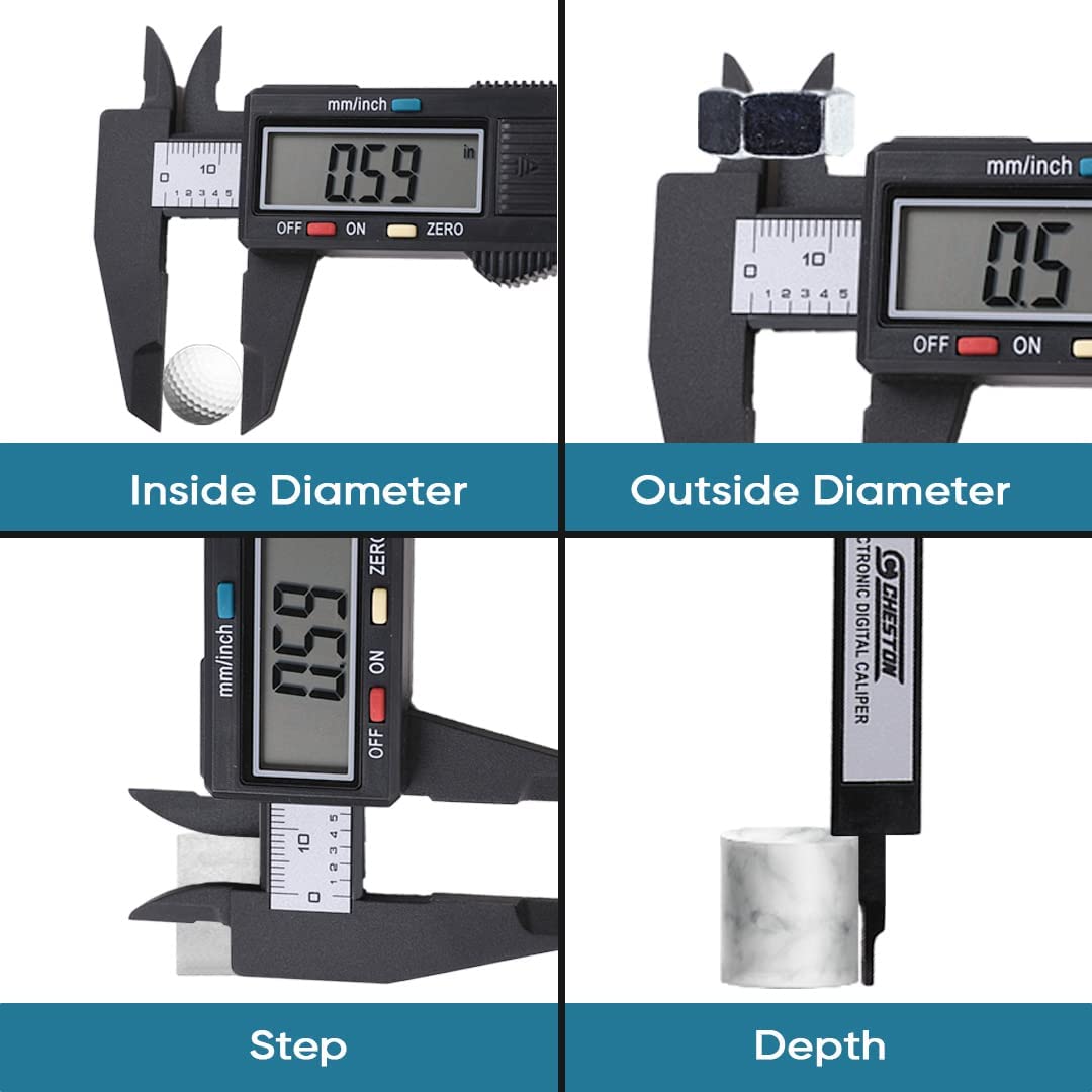 Cheston Digital Vernier Caliper | Durable Plastic Body | LCD Display | Battery Included I 150mm/6Inch I Precision Measurement With Zero Calibration | Accuracy ± 0.02 mm / <0.001