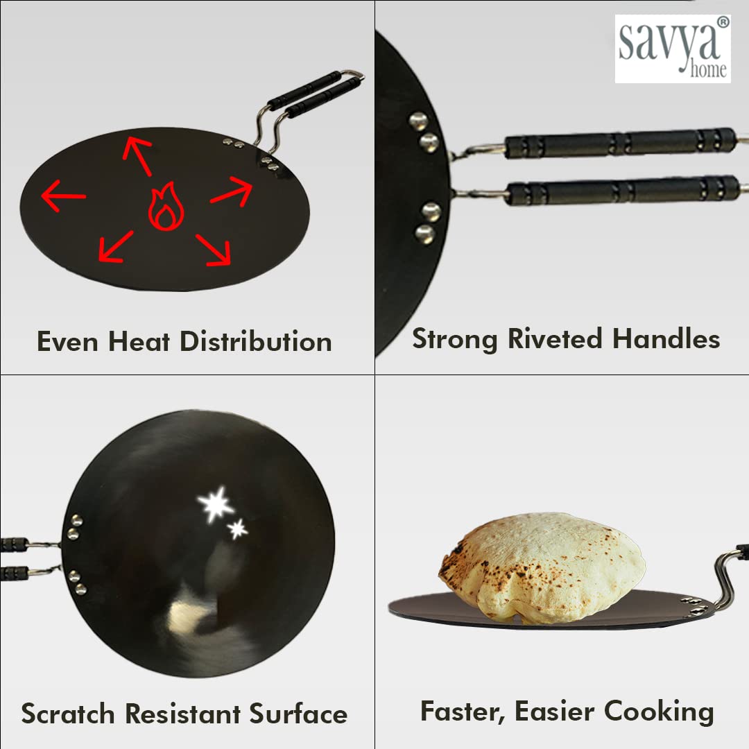 Hard Anodized Roti Tawa - Scratch Resistant, Gas & Induction Compatible | 1pc Included | 25cm | Black