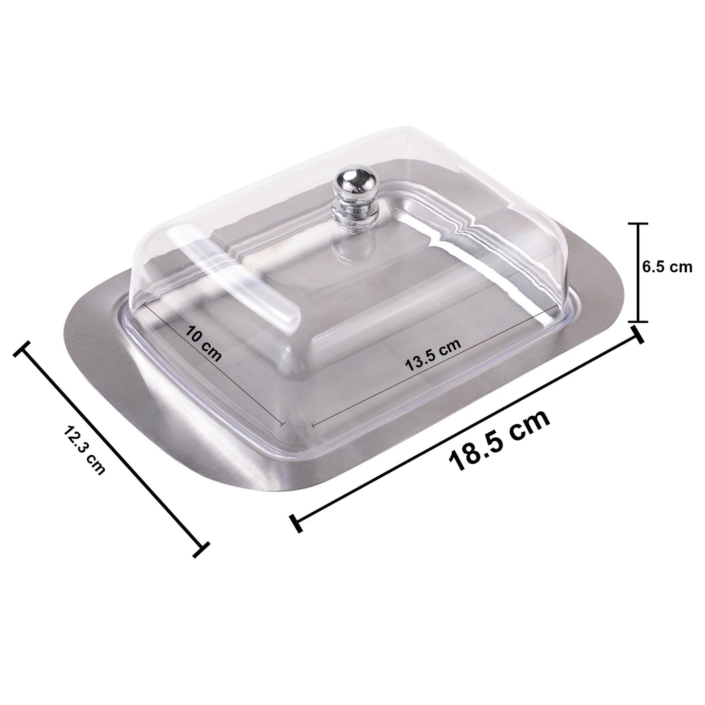 Butter Box Container - Stainless Steel with Lid | 1 Piece | 18.5x12.3x6.5 cm | Silver | Hand Wash Only