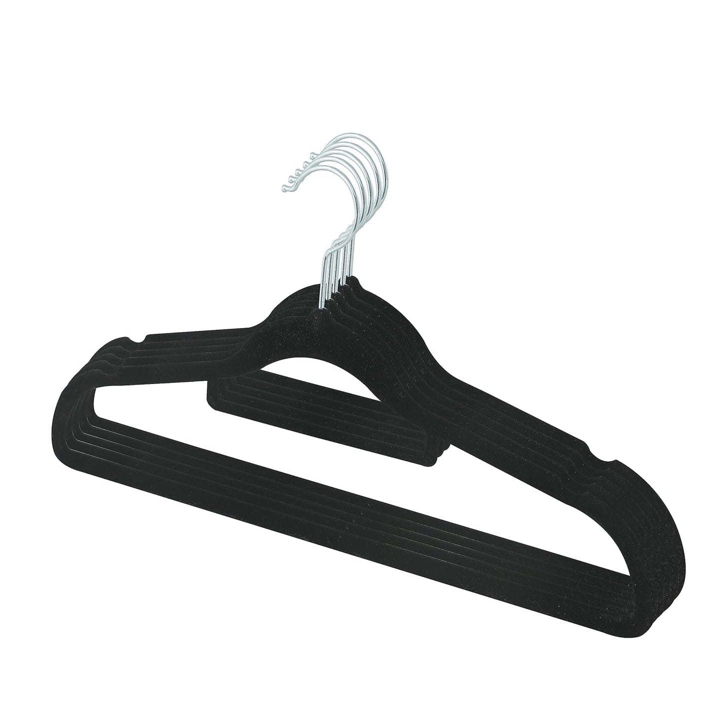 Kuber IndustriesVelvet Cloth Hanger Set of 10 with Chromed Plated Steel Hook (Black)