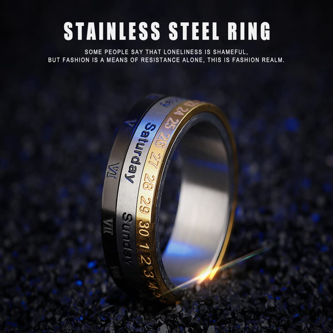 Yellow Chimes calendar ring - durable date tracker