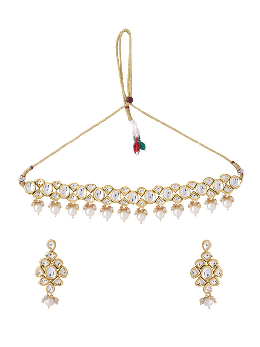 Yellow Chimes Kundan Necklace Set - Versatile Style for Any Outfit