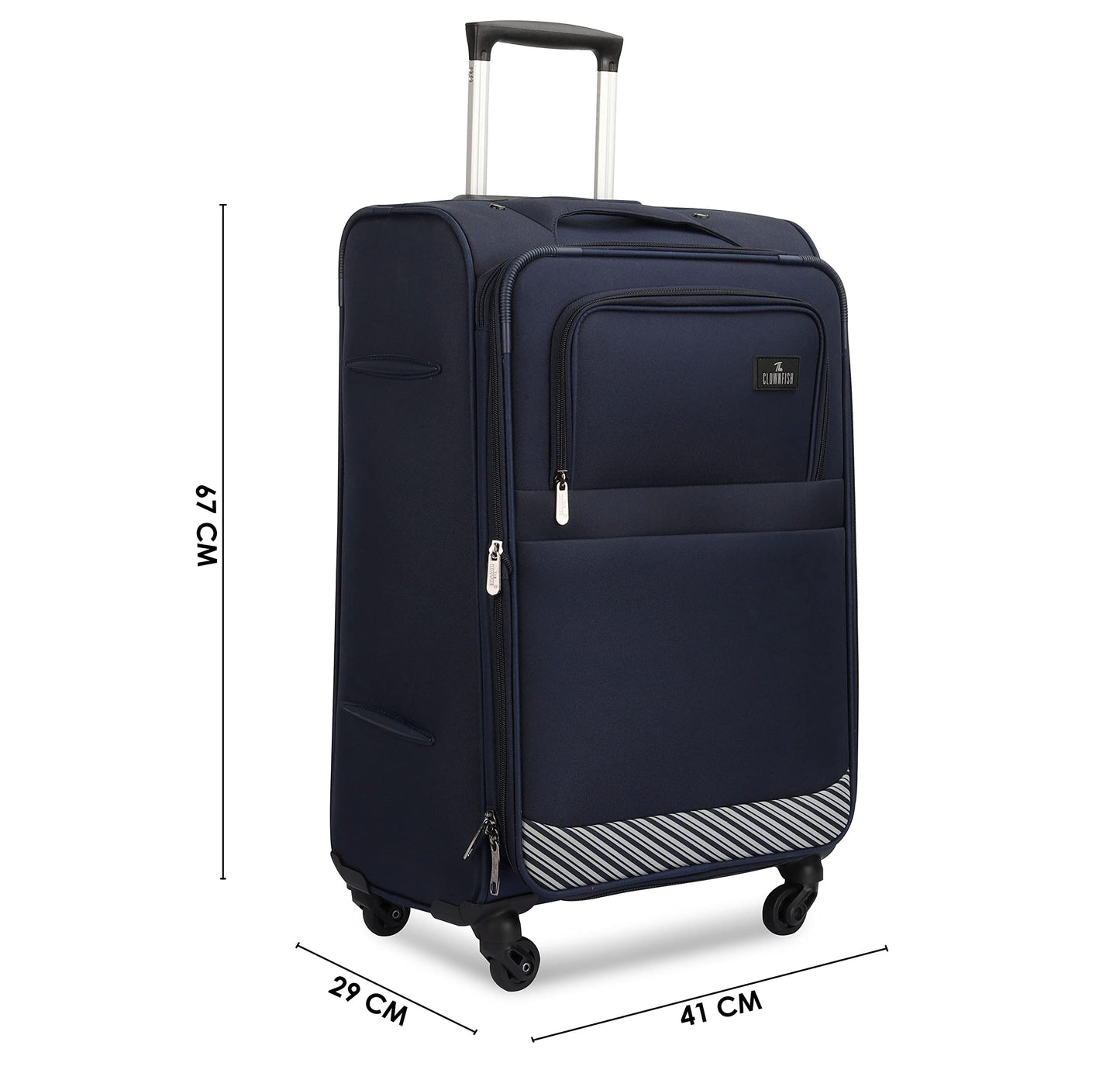 Small Size: Polyester Soft Case Trolley Suitcase with Four Wheels | Easy Maneuverability | 67 cm | Navy Blue