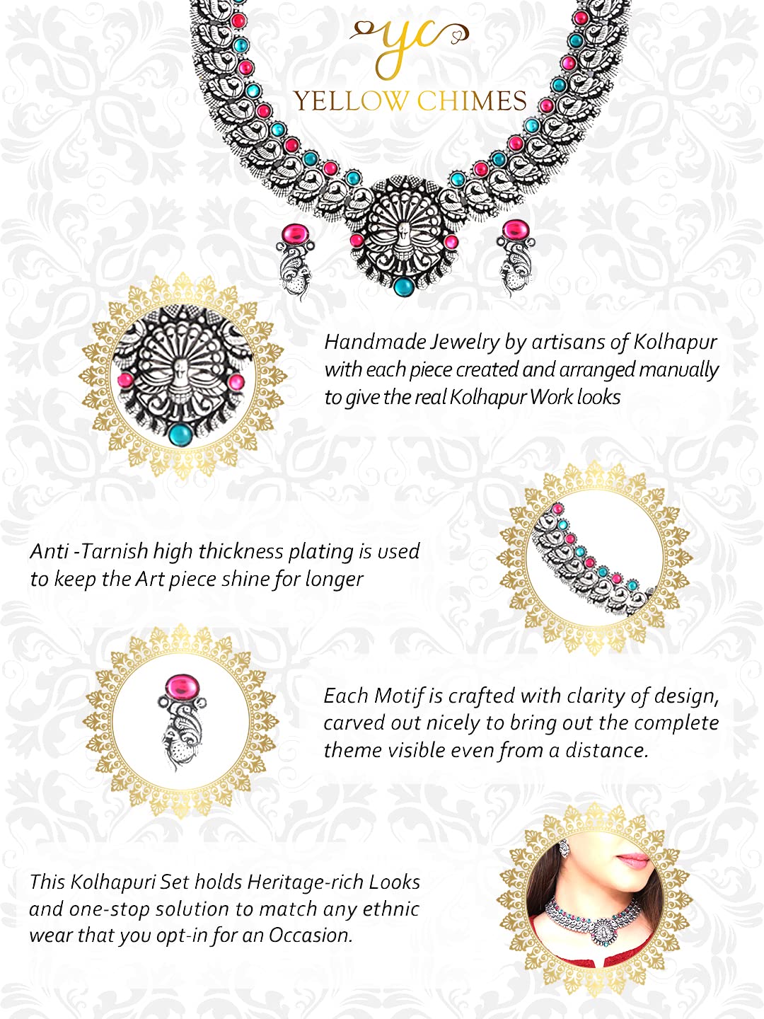 Yellow Chimes silver necklace set - Perfect for bridal wear