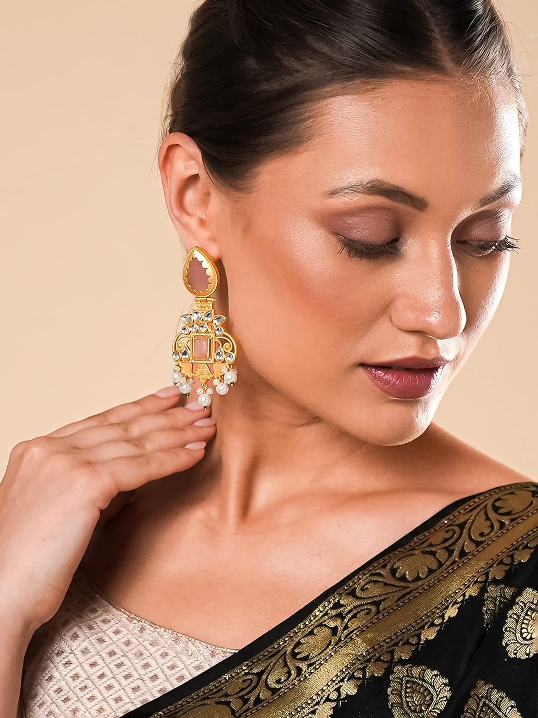 Yellow Chimes lightweight Kundan earrings - perfect gift