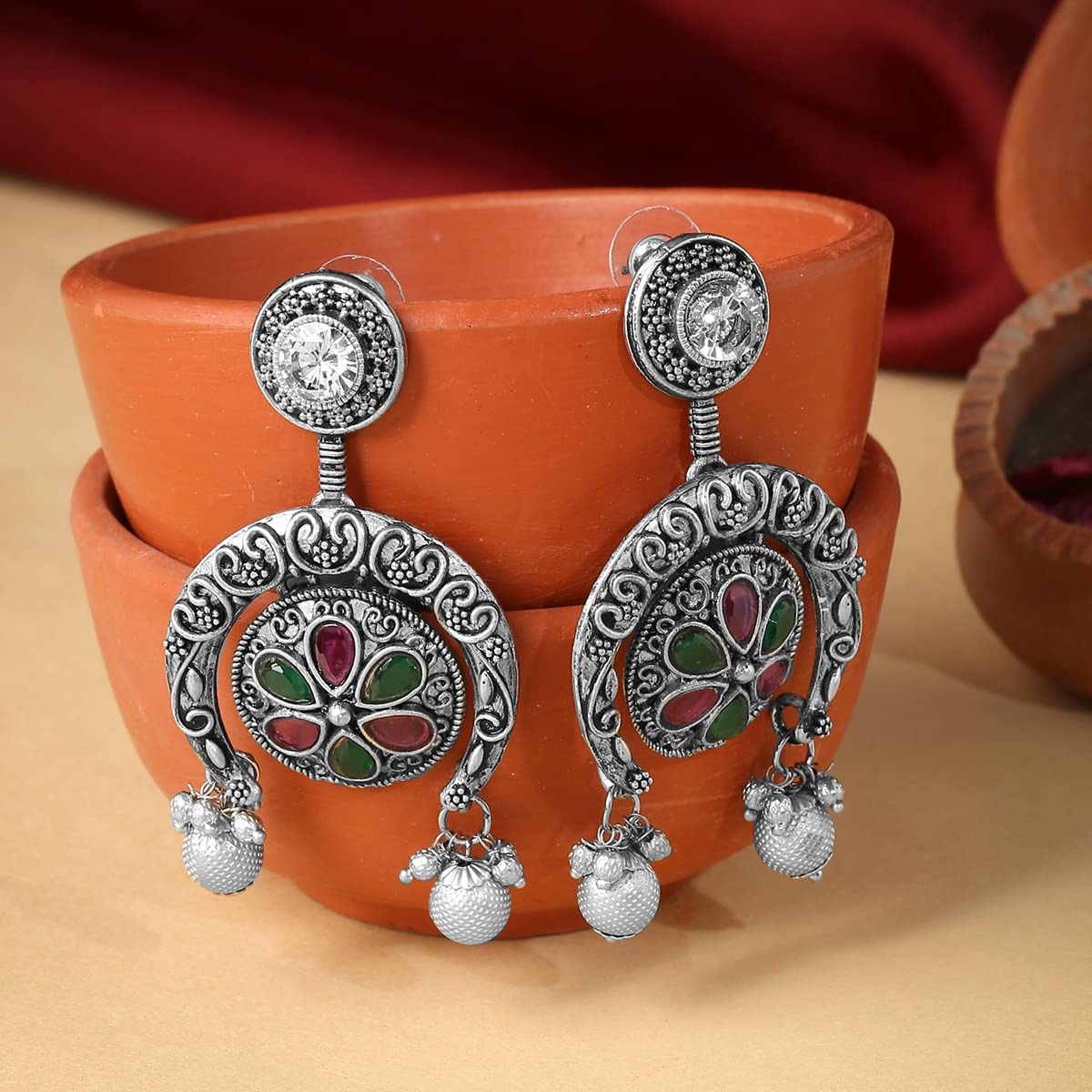 Yellow Chimes Silver Drop Earrings - Perfect Gift for Women