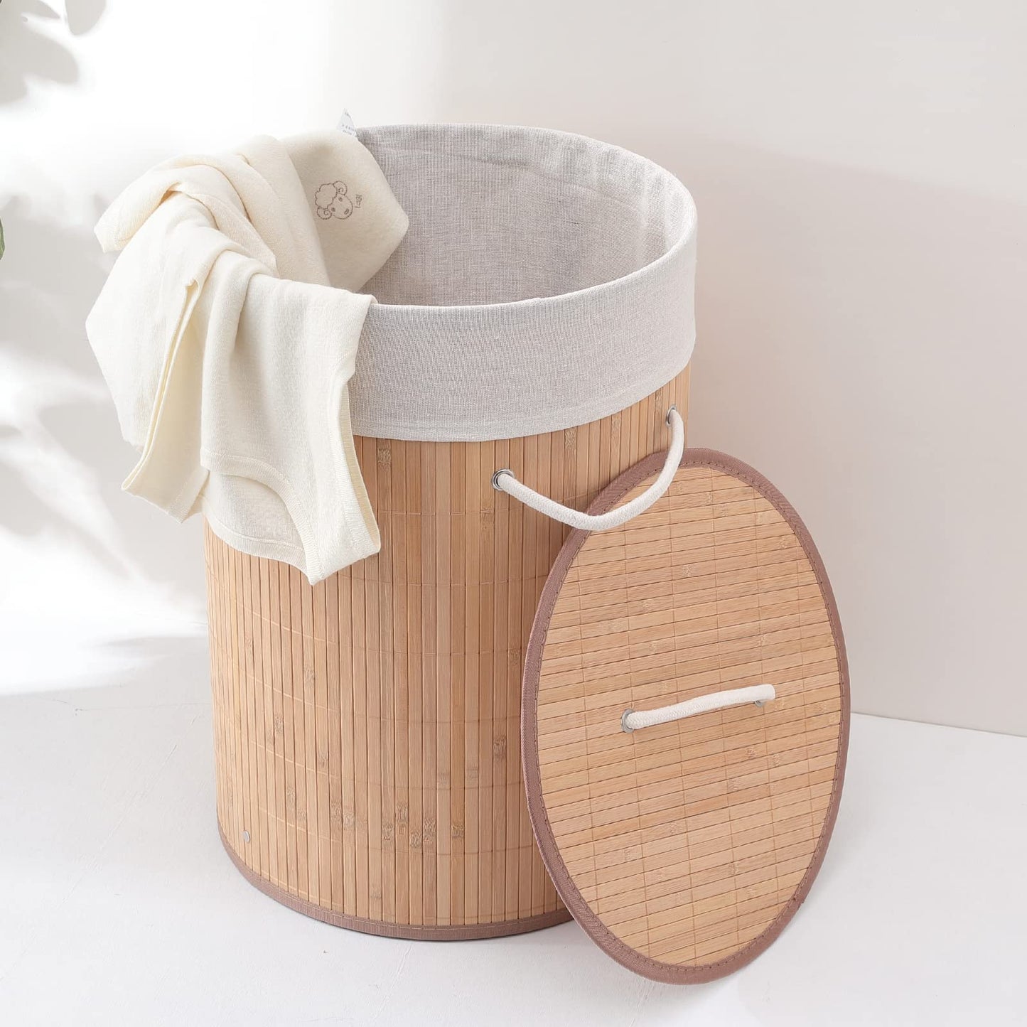 Pack of 4: Bamboo Laundry Basket with Lid - Eco-Friendly & Versatile | Includes Cloth Hamper | Natural Color