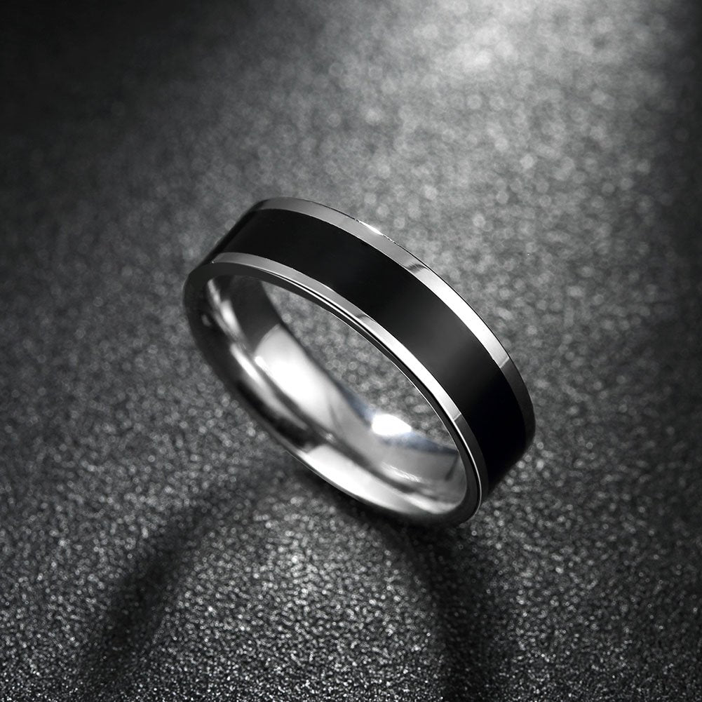 Yellow Chimes size 8 black ring - for modern men style