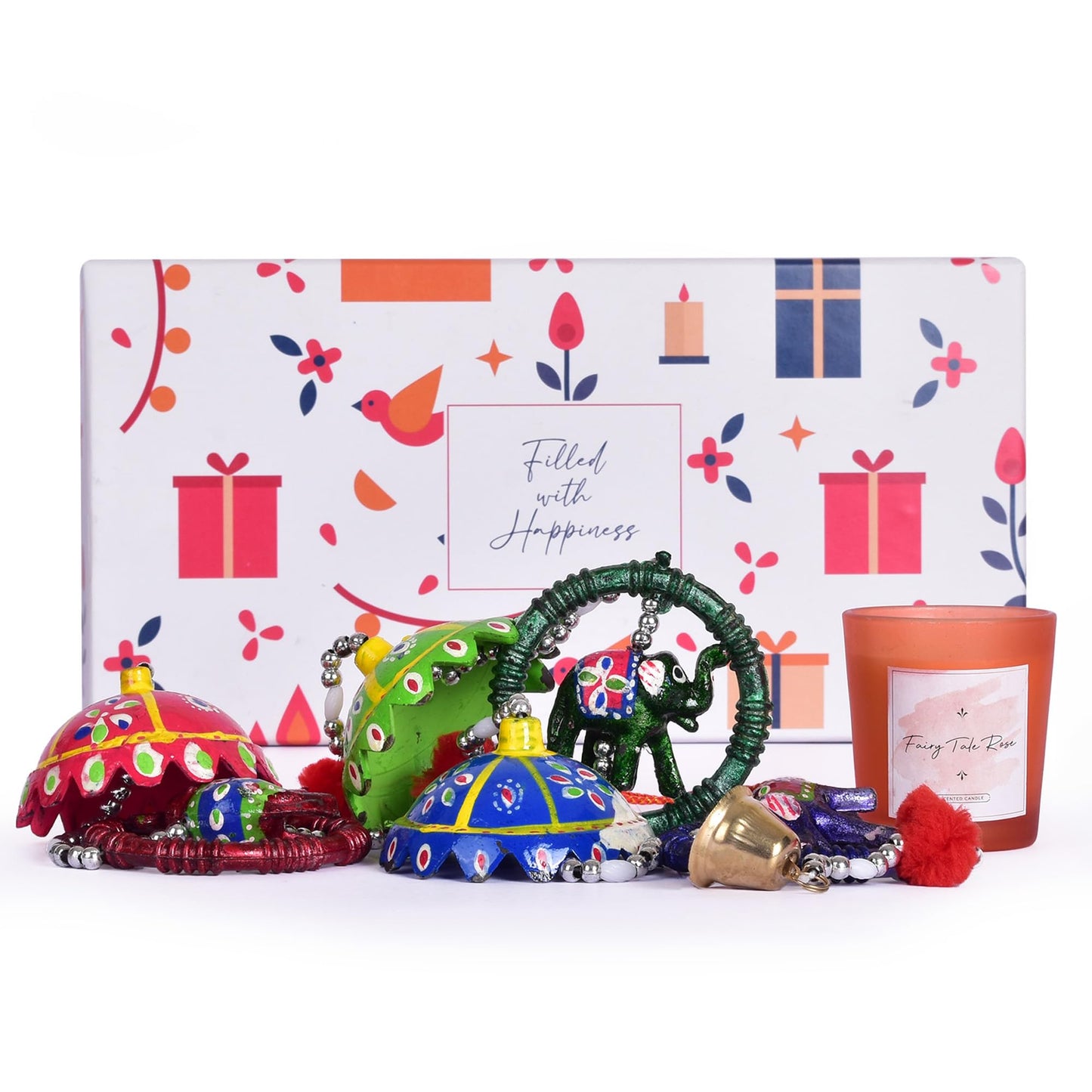 Combo: Homely Aromas Gift Set for Housewarming & Diwali | Includes Wall Hanging & Candle | Blue | Rose Scent