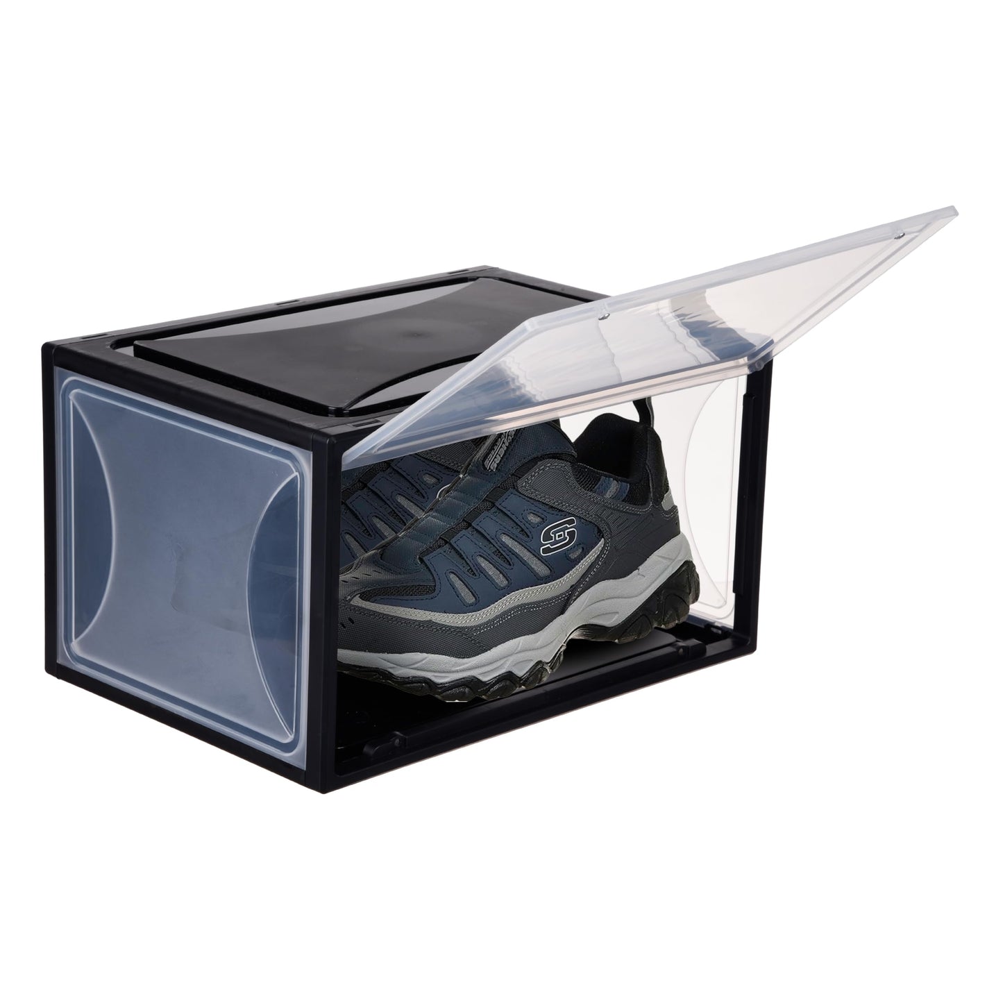 Kuber Industries Shoe Box - Multi-Purpose Plastic Organizer | Installation Free | 36.8 x 26 x 21.4 CM | Black