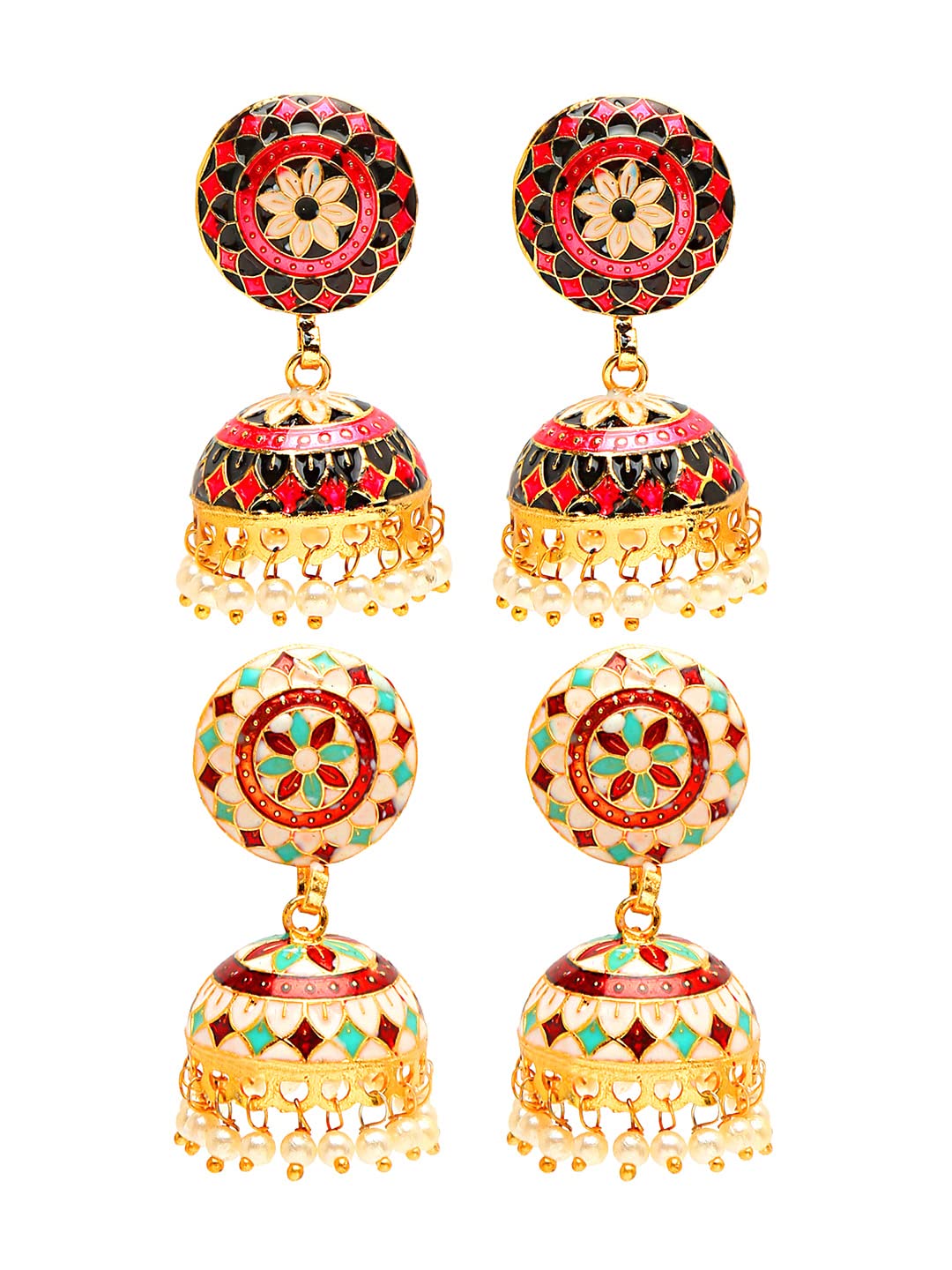 Yellow Chimes Meenakari Jumka Earrings - Stylish addition to your outfit
