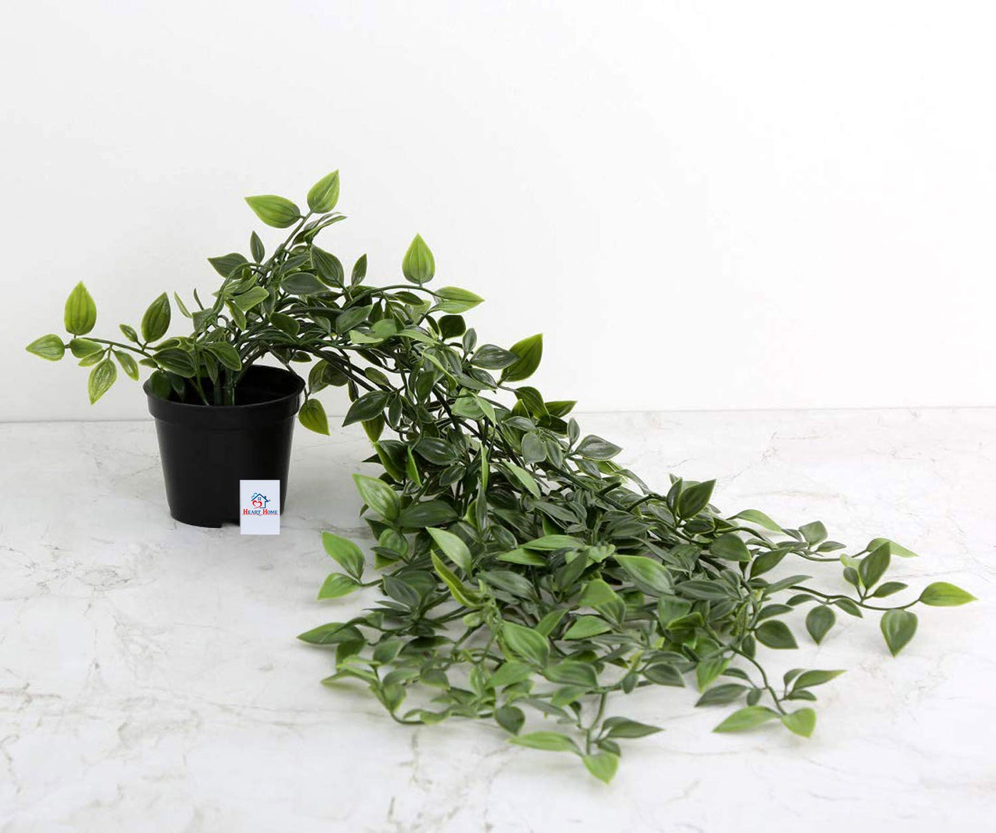 Pack of 2: Artificial Vine Plants with Pots - Natural Look & Easy Home Décor | Small Size | Green & Black