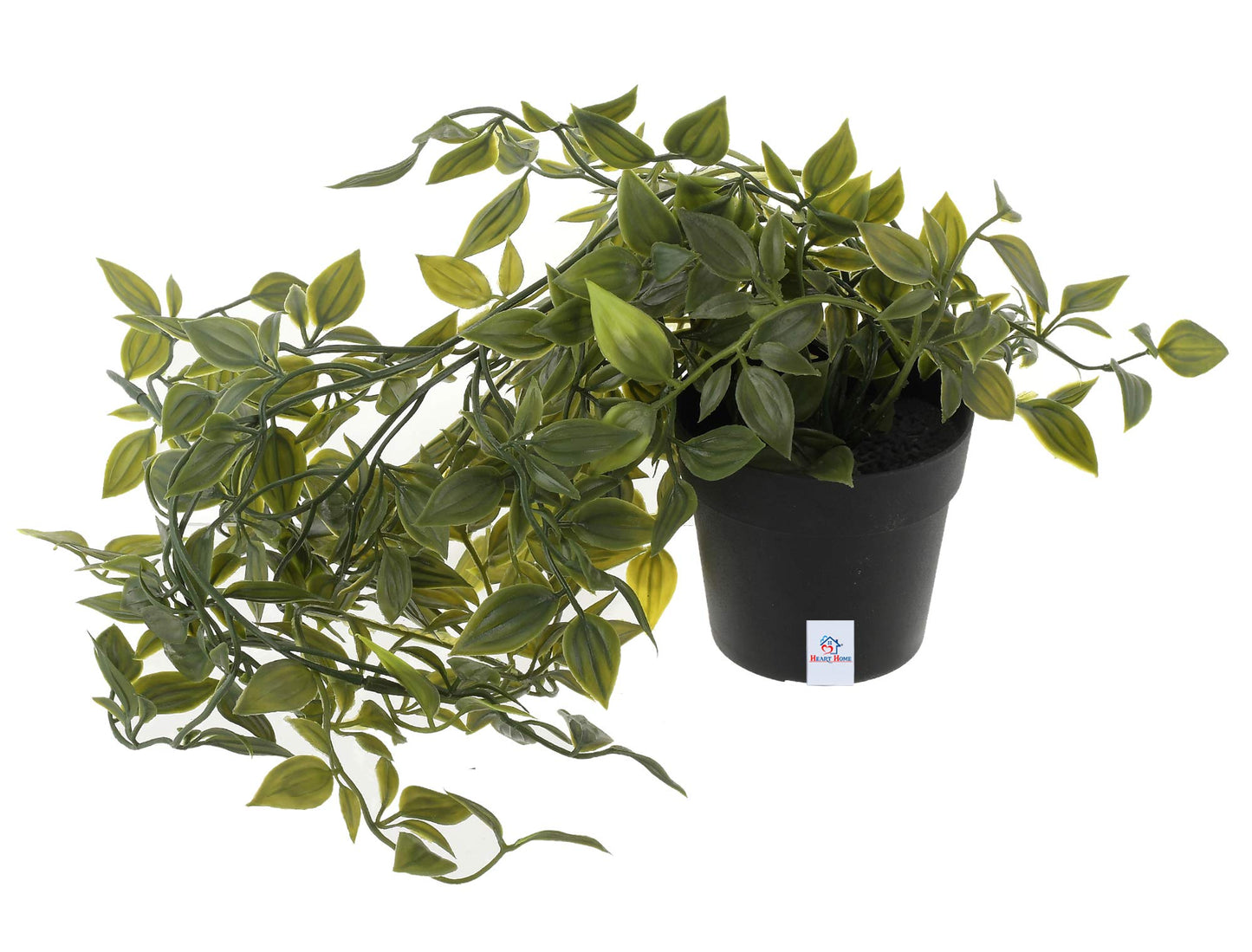 Pack of 2: Artificial Vine Plants with Pots - Natural Look & Easy Home Décor | Small Size | Green & Black