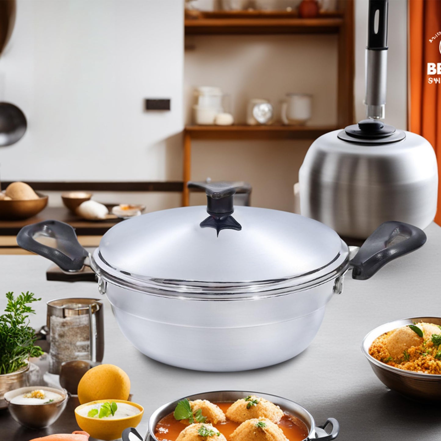 USHA SHRIRAM Stainless Steel Idli Cooker Kadai (3 Plate) | 2 Triangle Idli Plates (20 Idlis), 1 Momo/Idiyappam Plates | Idly Maker Momo Steamer | Multi Kadai for Idli, Dhokla,Mini Idlies, Modaks