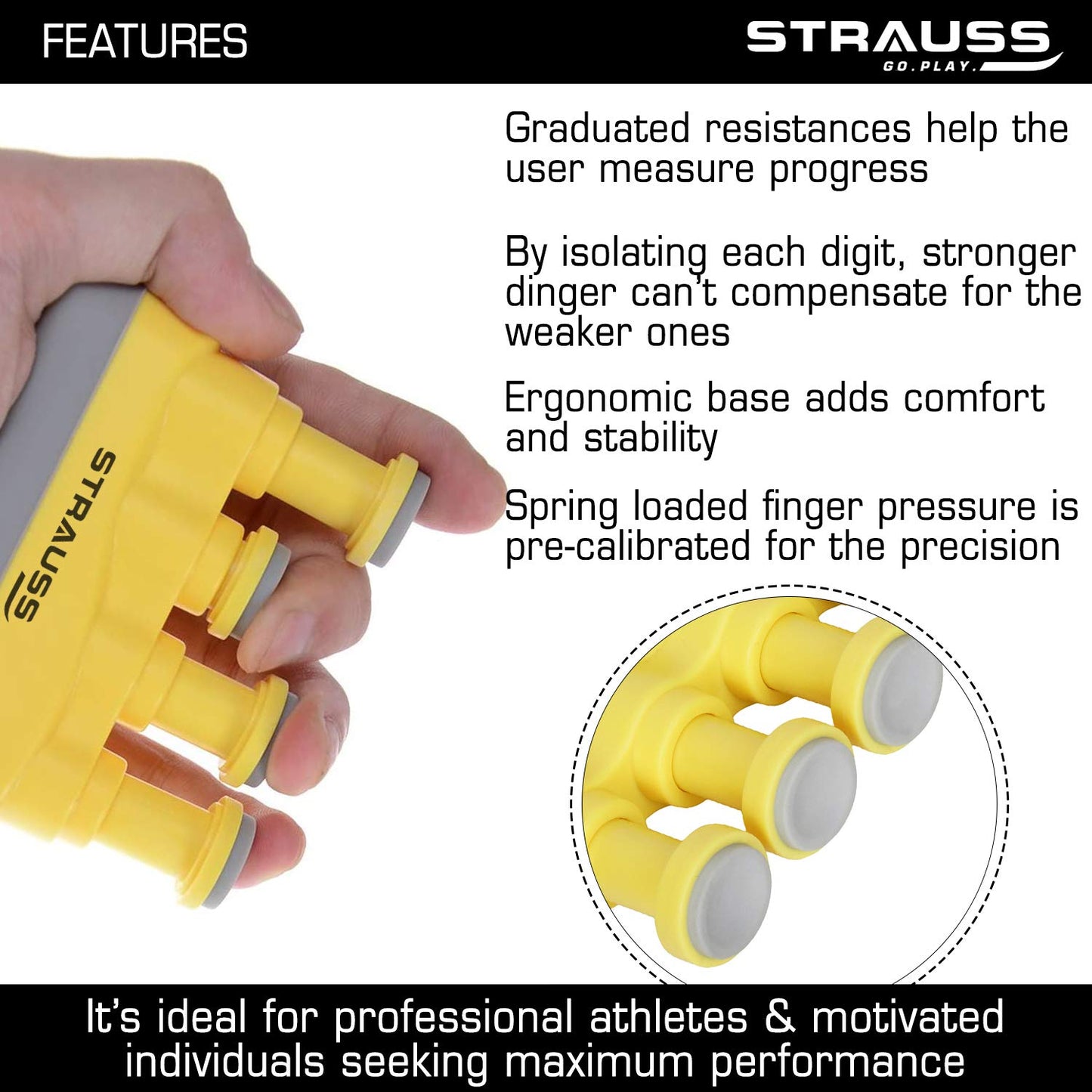 Strauss Adjustable Finger Hand Grip - Portable finger trainer