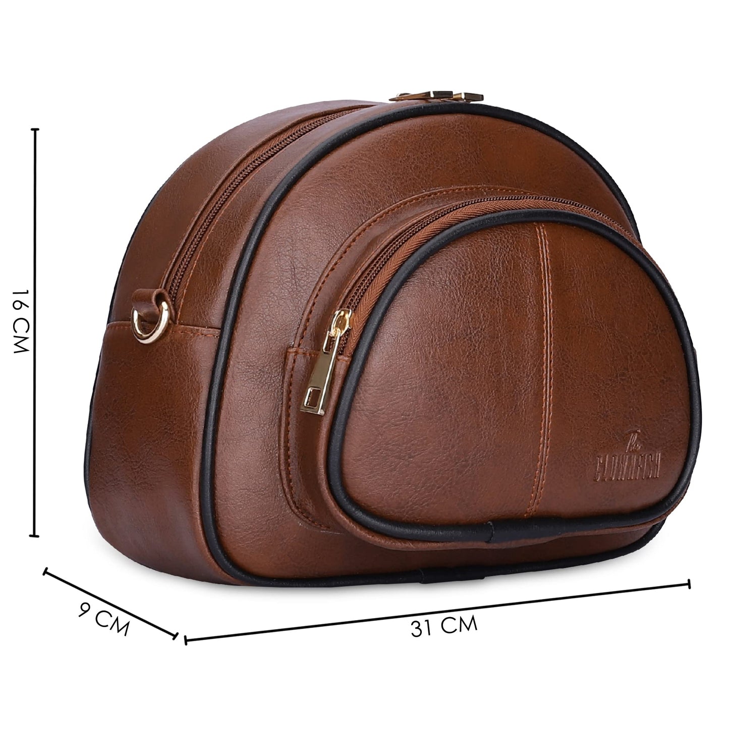 Zoey Faux Leather Waist Bag - Adjustable Crossbody Sling | 2 Pockets | One Size | Tan