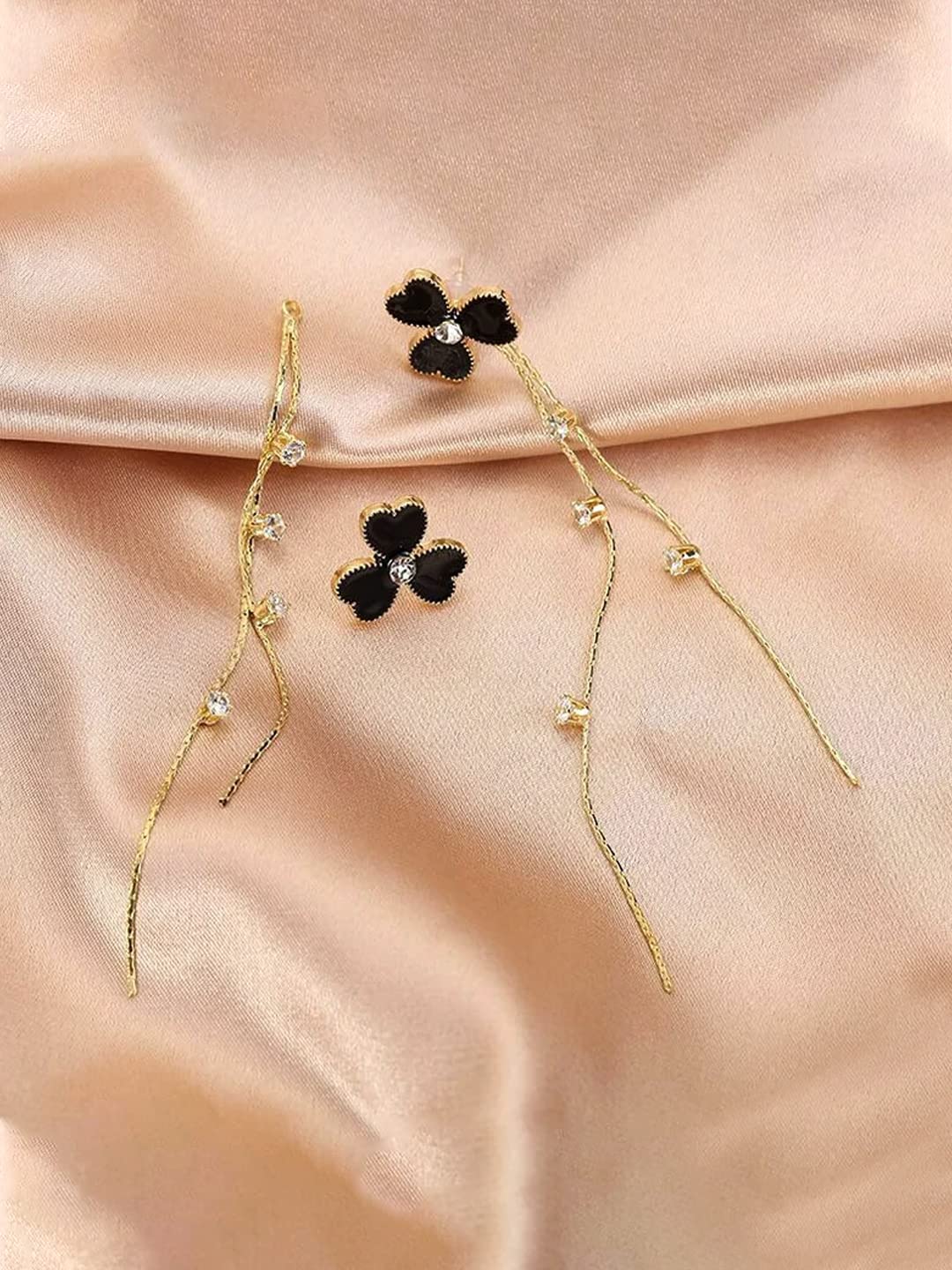 Yellow Chimes Gold Tone Black Earrings - Casual Wear