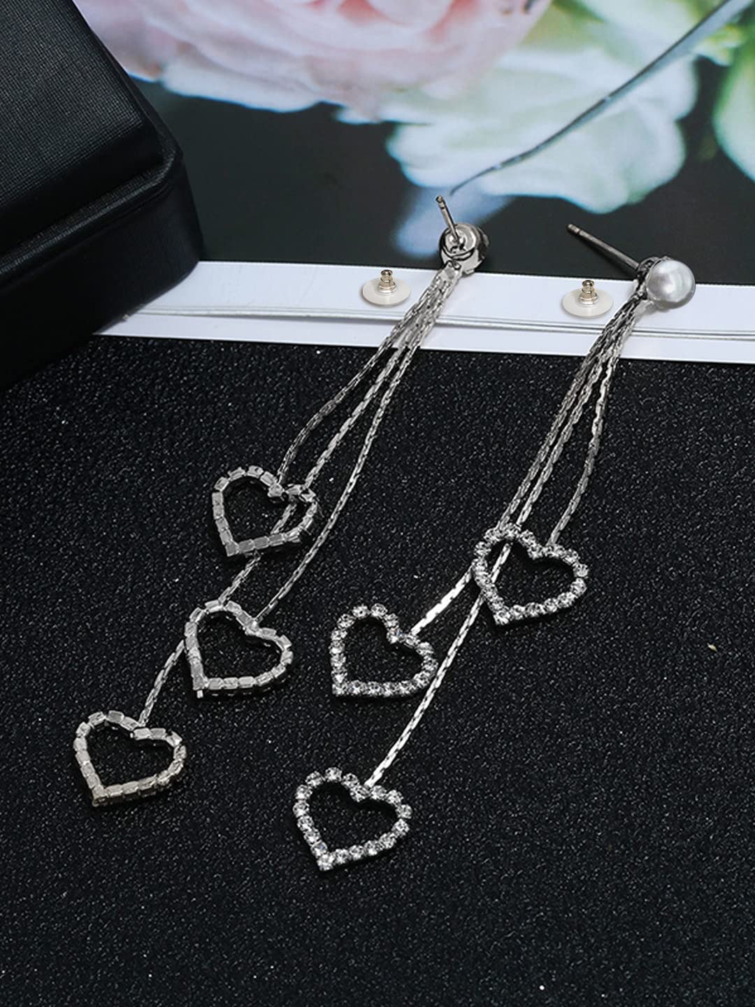Yellow Chimes Silver Pearl Dangler Earrings - Anniversary gift