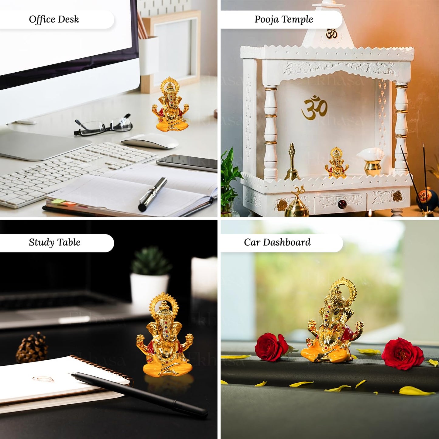 Ekhasa Ganesh Idol for Car Dashboard | Dagdusheth Ganesh Ganpati Idol for Cars | Vinayak Idols for Car Dash Board, Home Decor | Ganapathi Idol for Home | Vinayagar Statue | Ganpati ji for Office Desk