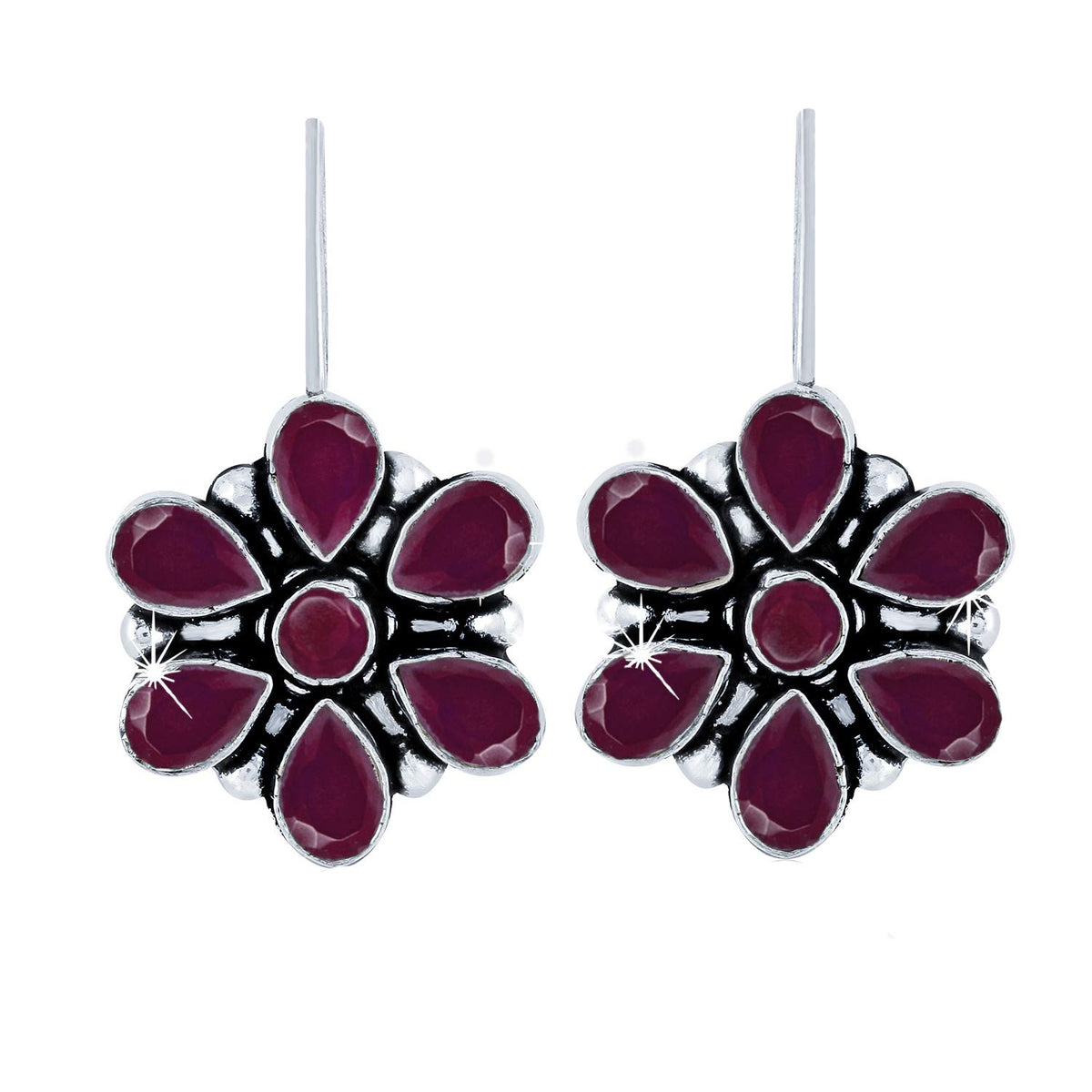 Yellow Chimes oxidised floral drop earrings - stylish jewelry