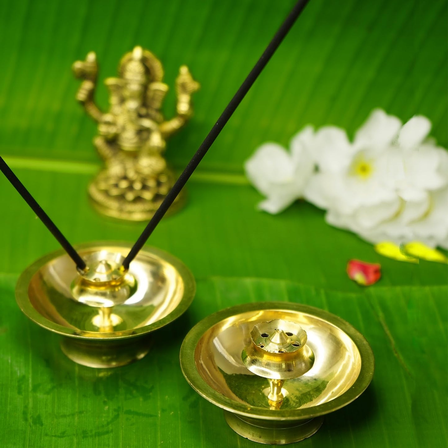 Ekhasa 100% Pure Brass Agarbatti Stand with Ash Catcher (Set of 2) | Incense Stick Holder Agarbati Stand | Oothupathi Agarbati Agarbathi Udbatti Dhoop Agarbattee Agarbakthi Pathi Stand Ash Collector