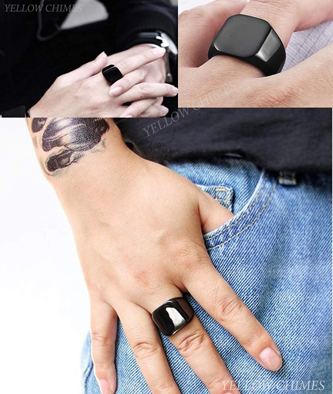 Yellow Chimes black men's ring - everyday fashion