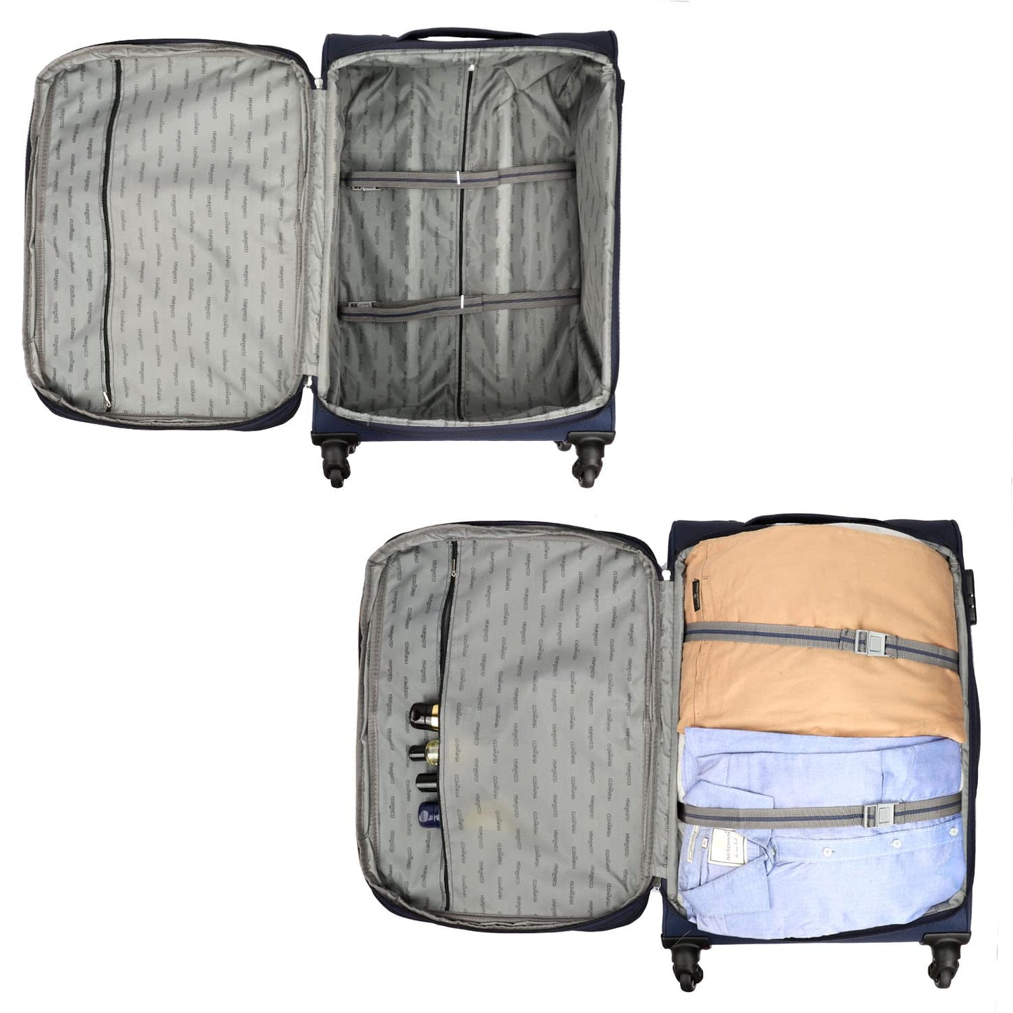 Small Size: Polyester Soft Case Trolley Suitcase with Four Wheels | Easy Maneuverability | 67 cm | Navy Blue