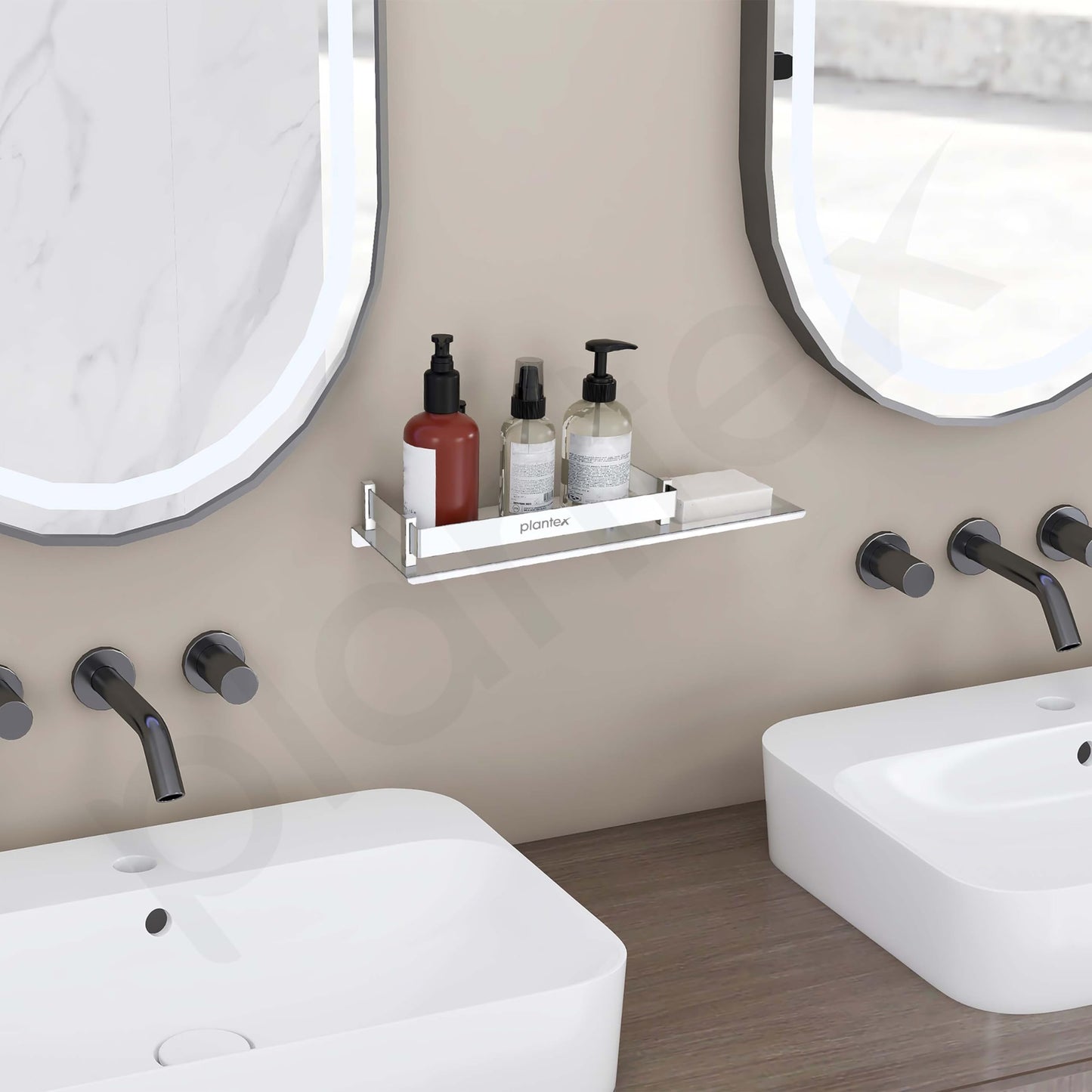 2in1 Stainless Steel Bathroom Shelf with Soap Dish | Wall Mount | 15x5 Inches | Silver Finish | Modern Design