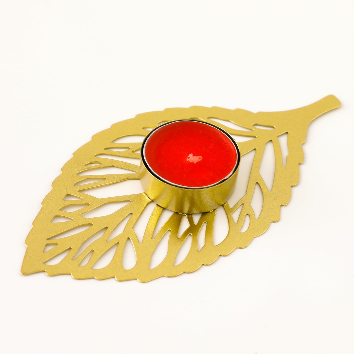 Small Leaf Shape Tealight Candle Holder | Diwali Decoration | Home Decor | Golden Color