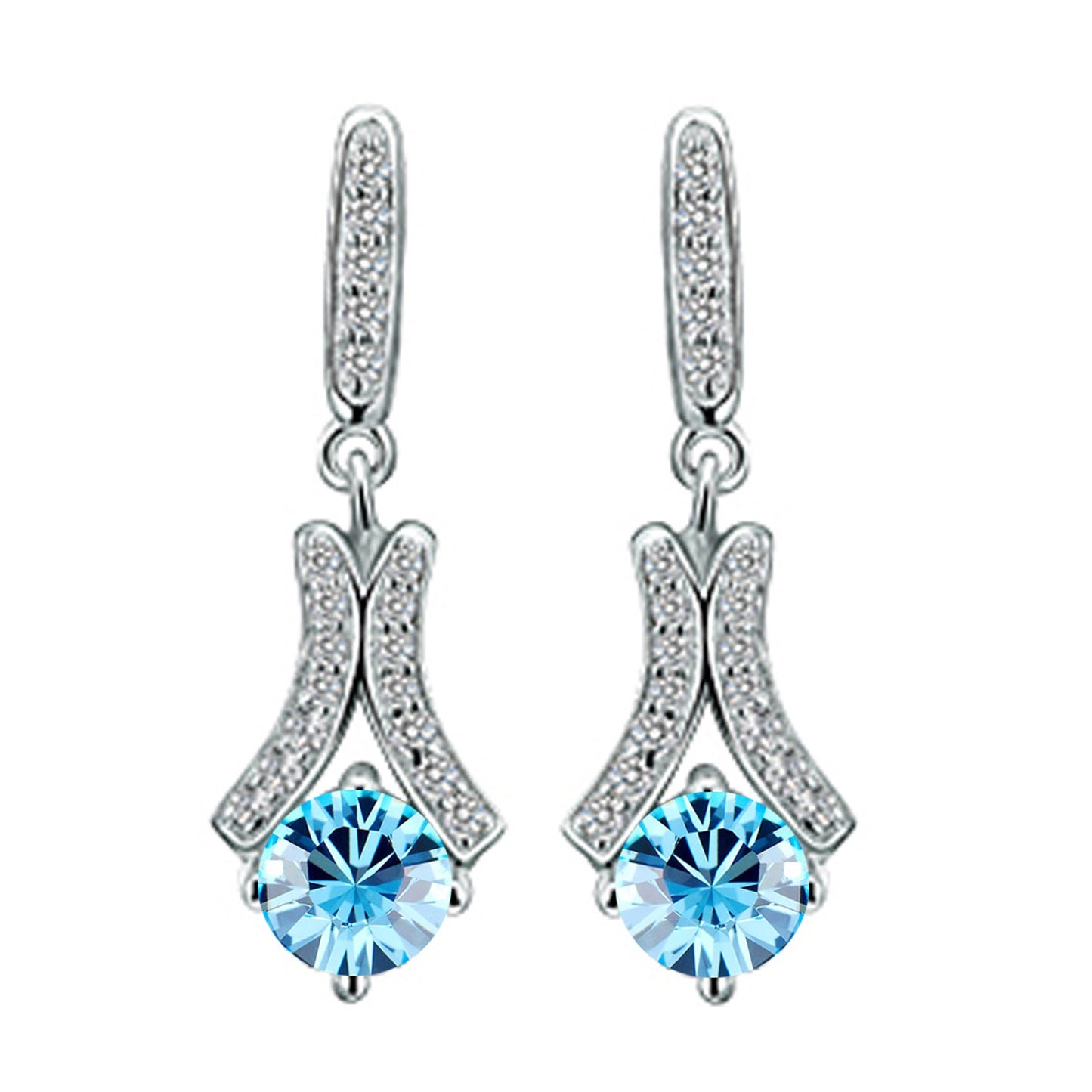 Yellow Chimes Blue Crystal Earrings - Trendy Dangle Jewelry