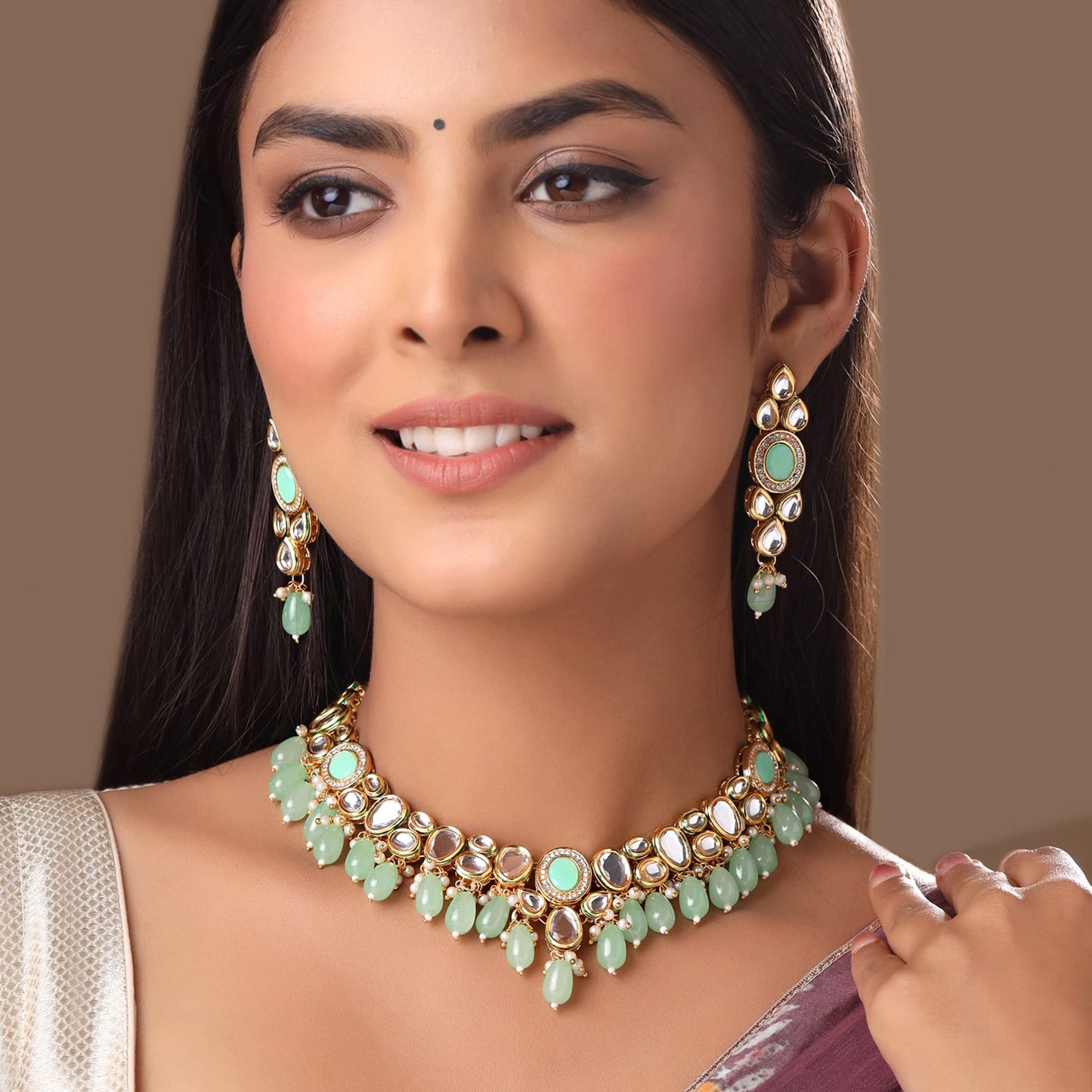 Yellow Chimes Kundan Jewelry - Versatile Styling