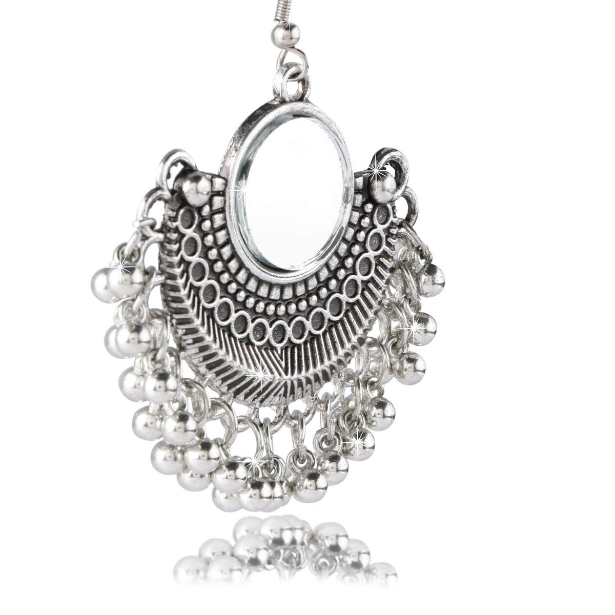 Yellow Chimes silver oxidized chandelier earrings - festive events