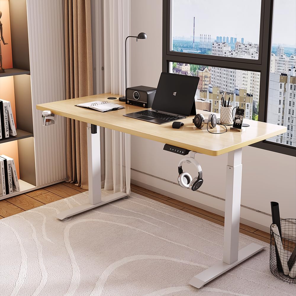 SAVYA HOME beige walnut desk - modern gaming station