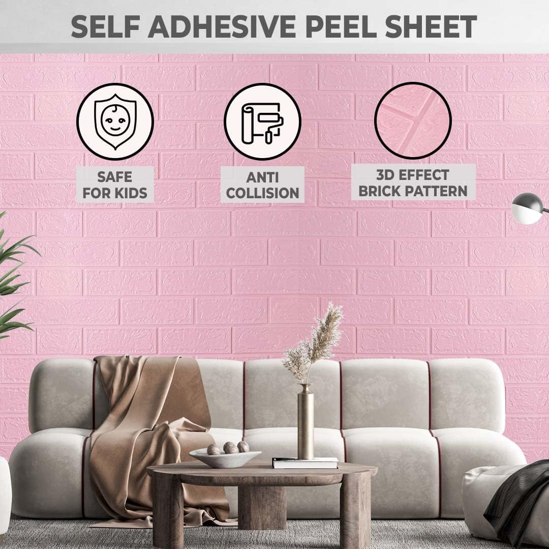 Kuber Industries Foam Brick Pattern 3D Wallpaper for Walls|Soft PE Foam|Easy to Peel, Stick & Remove DIY Wallpaper|Suitable on All Walls|Set of 5 Sheets, 70 cm X 77 cm (Pack of 1)