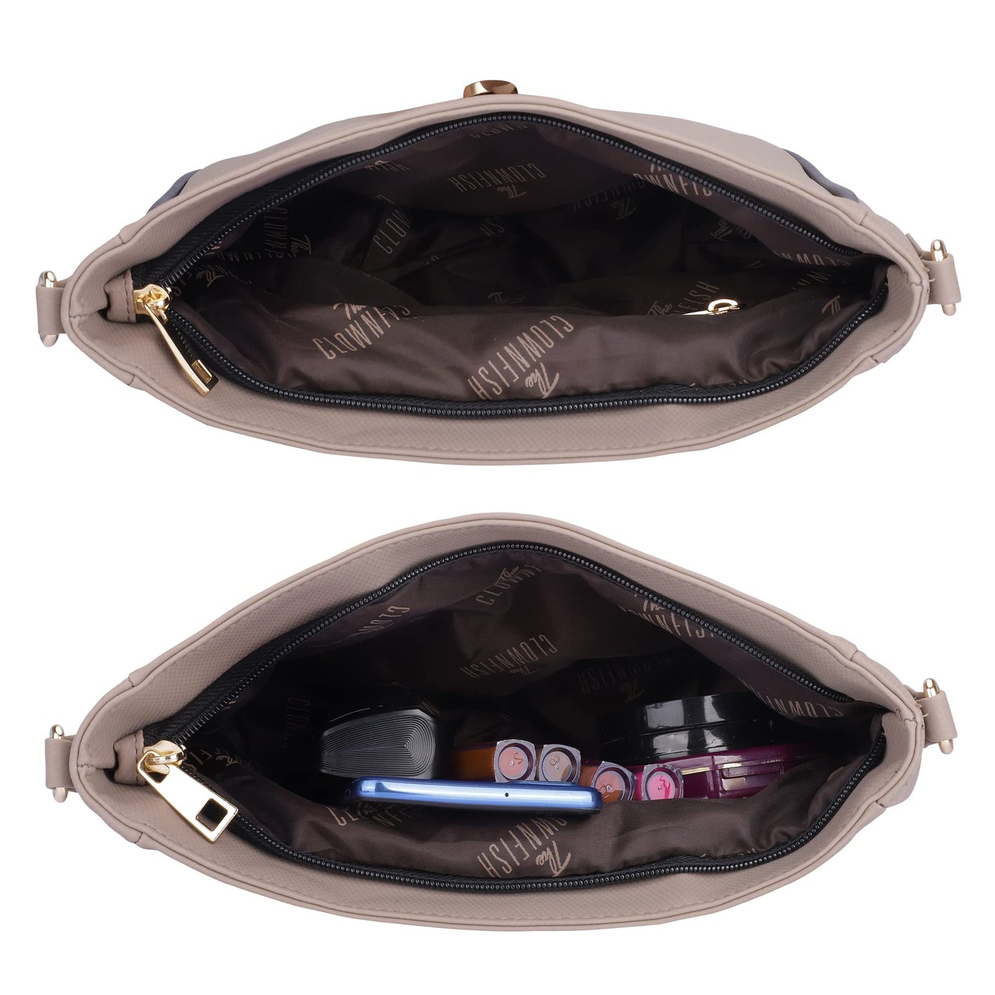 THE CLOWNFISH Rochelle Faux Leather Sling Bag - Waterproof, Casual Style | Crossbody | M | Peach