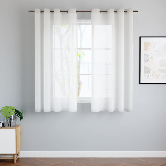 Encasa Cotton Linen Sheer Curtains - Easy to Install Grommets