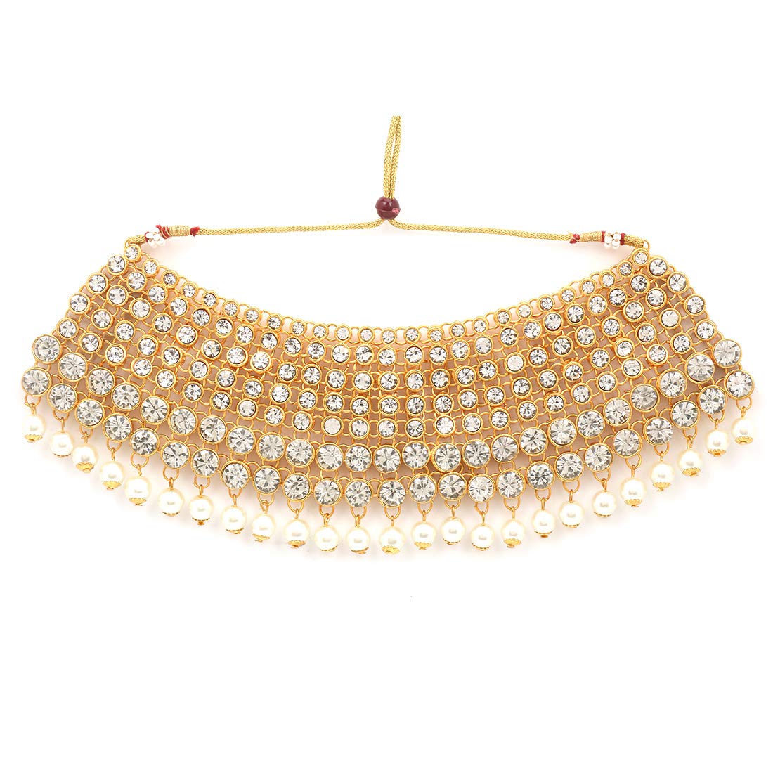 Yellow Chimes white choker necklace - stylish ethnic wear