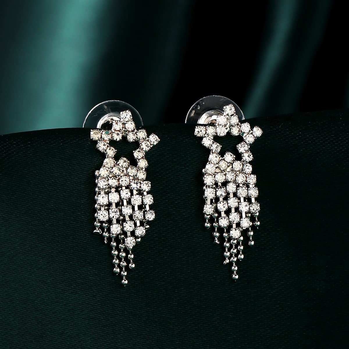 Yellow Chimes Silver Crystal Earrings - Great for parties