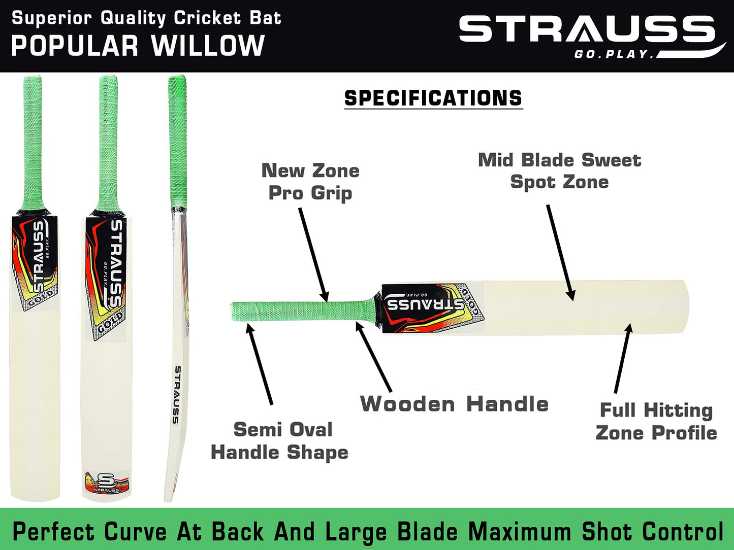 Strauss Cricket Kit - Includes premium willow bat