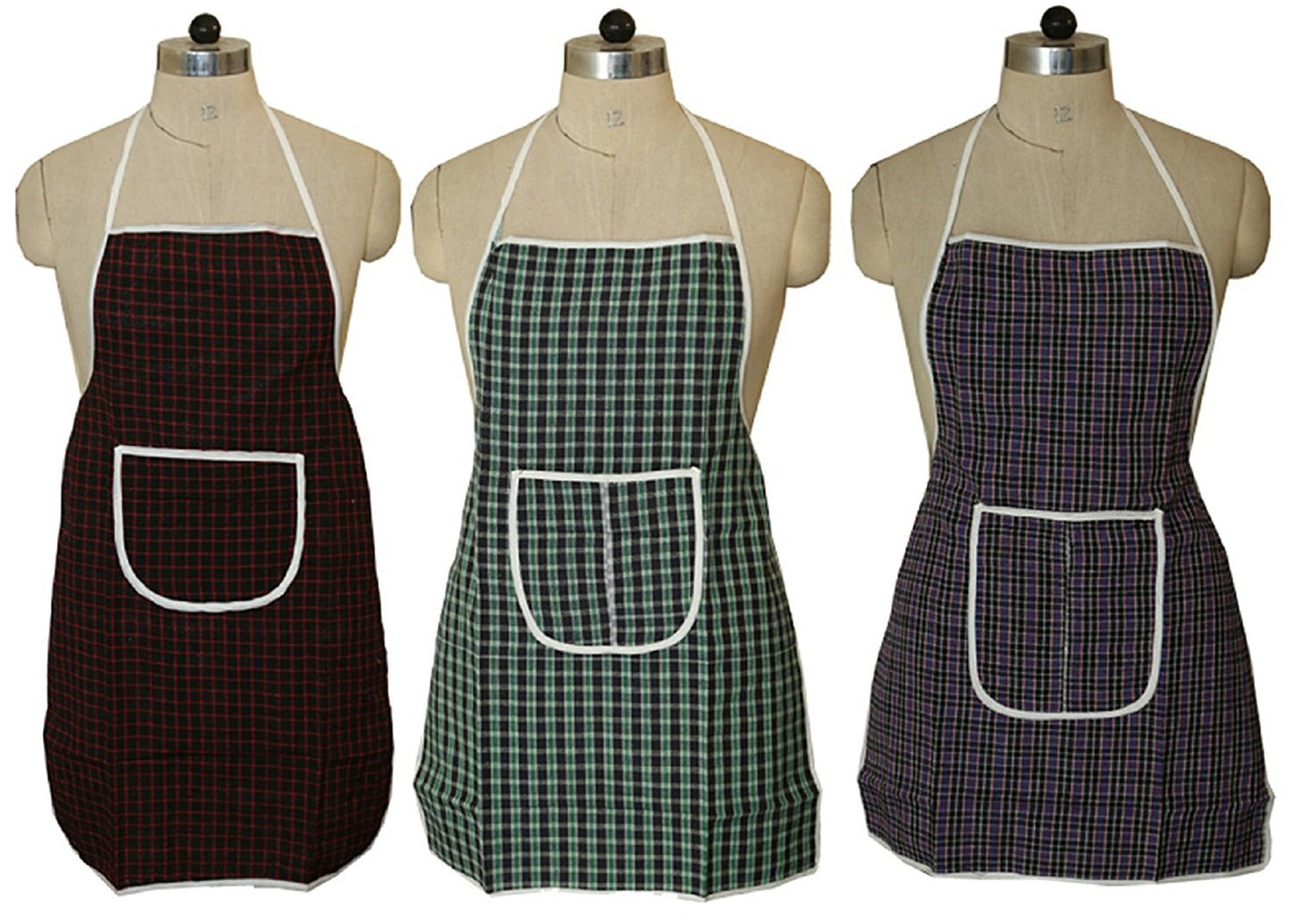 Kuber Industries Fabric 3 Piece Kitchen Apron with Front Pocket Set - Multicolour, Standard (APRONMULTI0014)