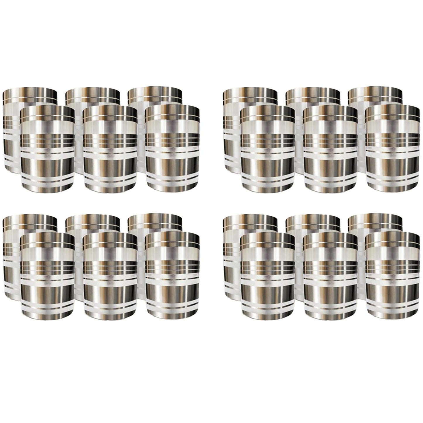 Pack of 4: Stainless Steel Glass Set - Wobble Free Base, Durable | Easy to Clean & Store | Elegant Design