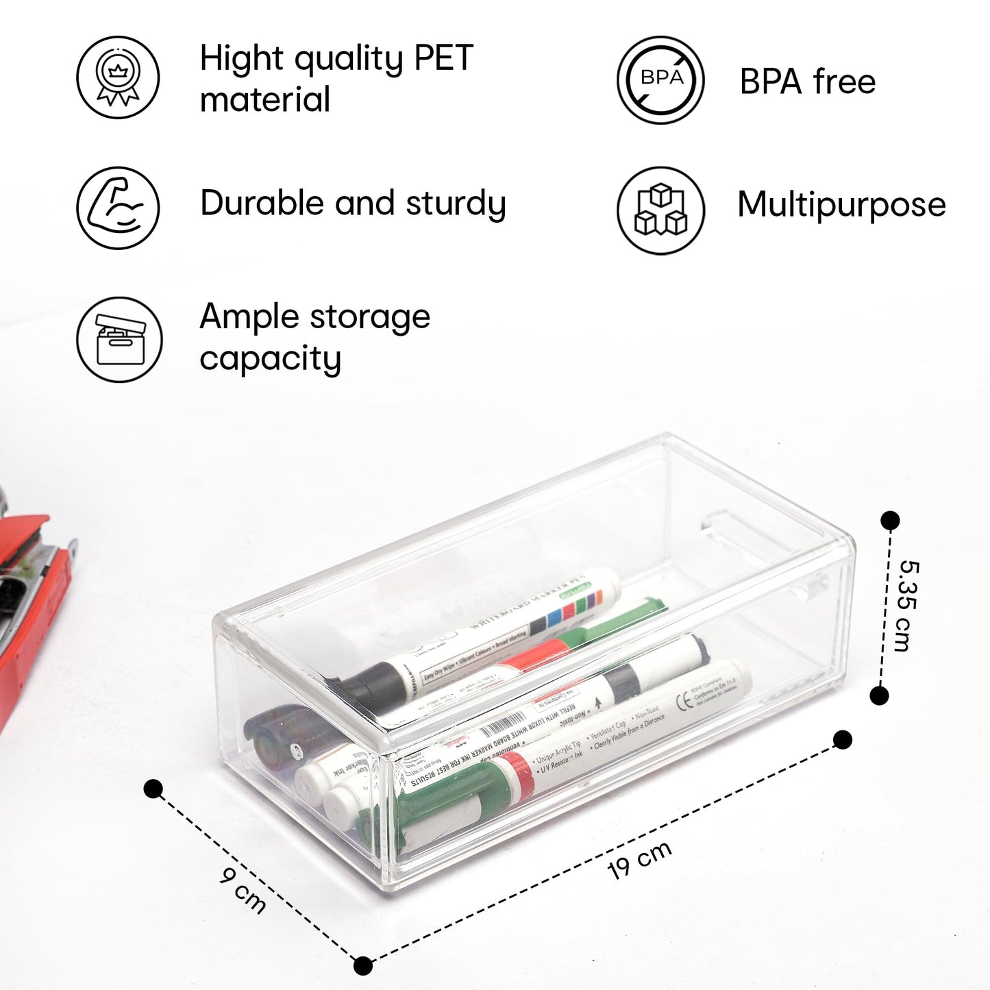 Pack of 2: Clear Pull-Out Storage Drawer Organizer | Stackable Design for Makeup, Office | 2.1x3.54x7.4 in | Clear