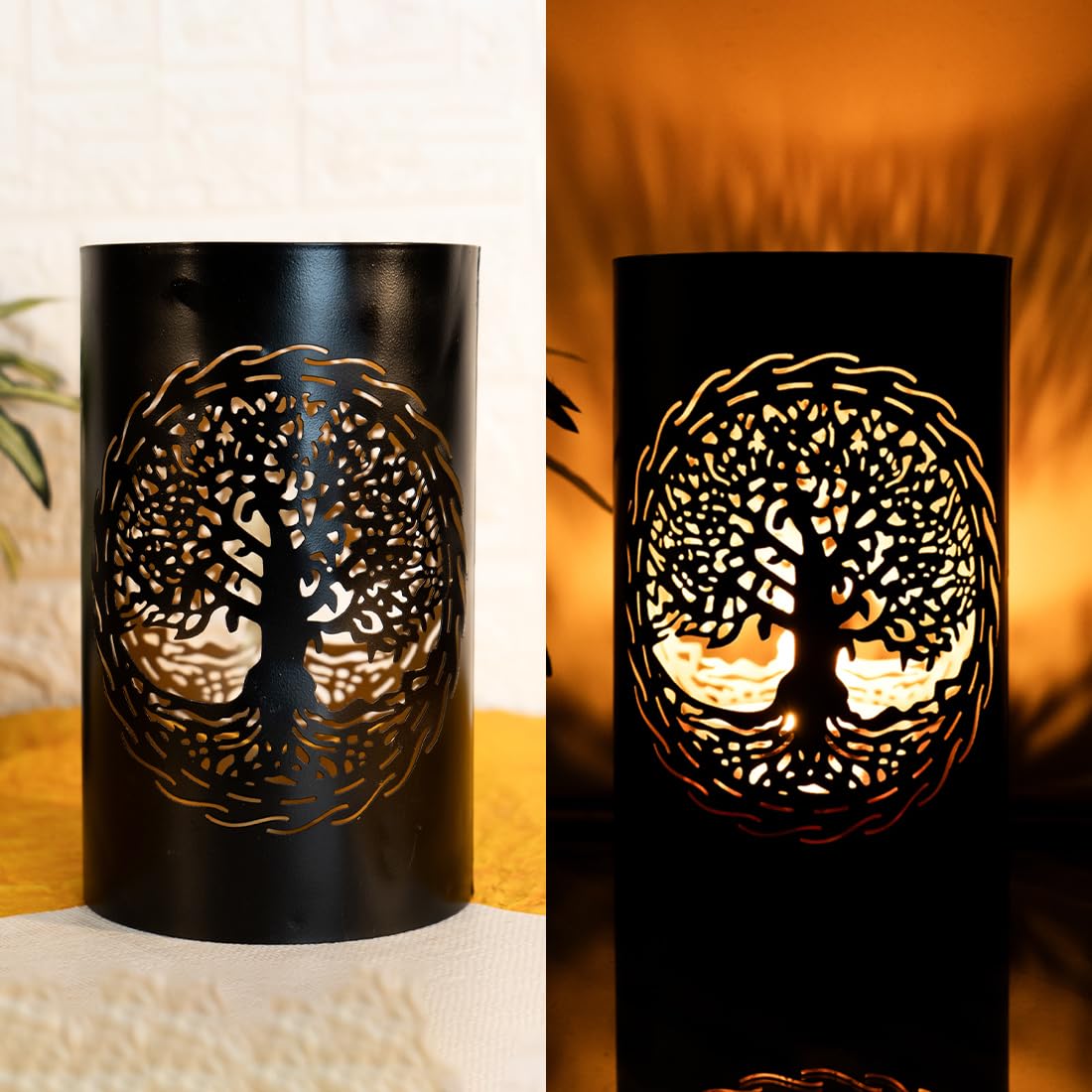 Ekhasa Shadow Tealight Candle Holder for Home Decor | Perfect Candle Stand for Diwali Decoration and Table Decor | Indoor & Outdoor, Festival Decorative Candles Gift Items (Tree Shadow)